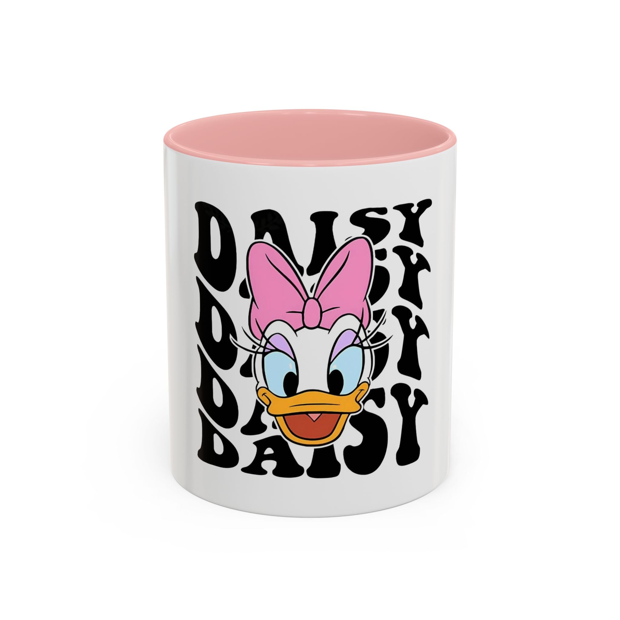 Daisy Duck Face Accent Coffee Mug – Retro Text Graphic (11/15 oz)