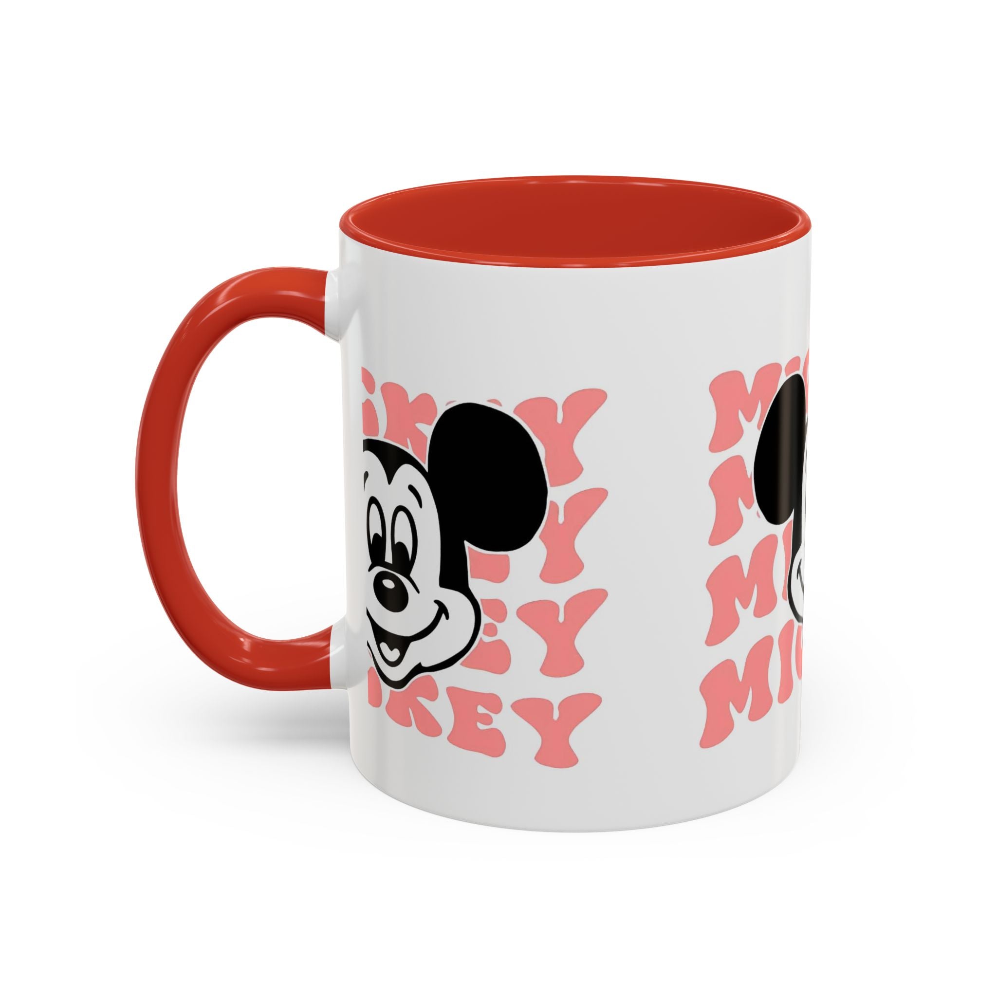 Retro Cartoon Character Coffee Mug – Vintage Face & Repeating Text Accent