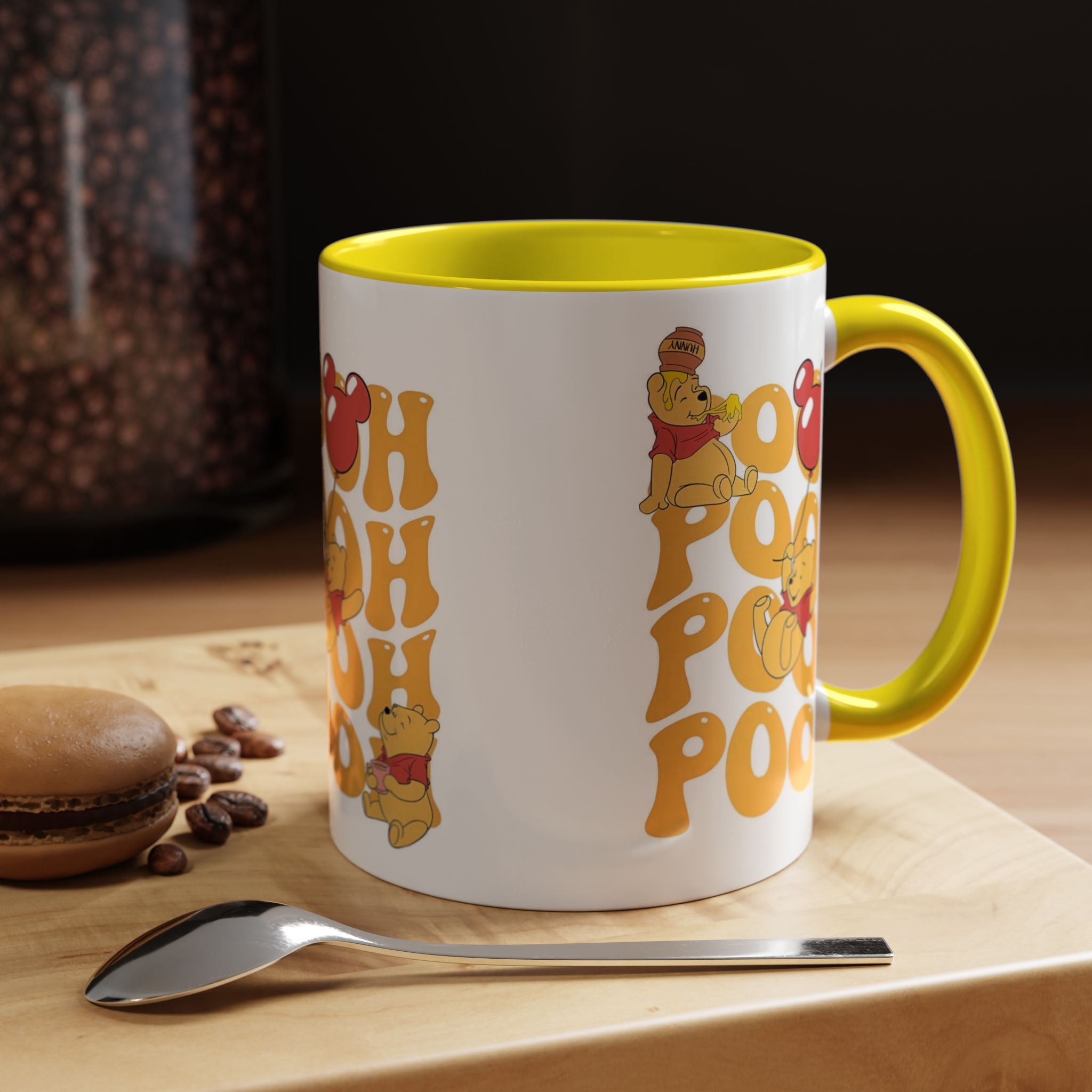 Winnie the Pooh Accent Coffee Mug — Retro 'Pooh' Stack Design (11/15oz)