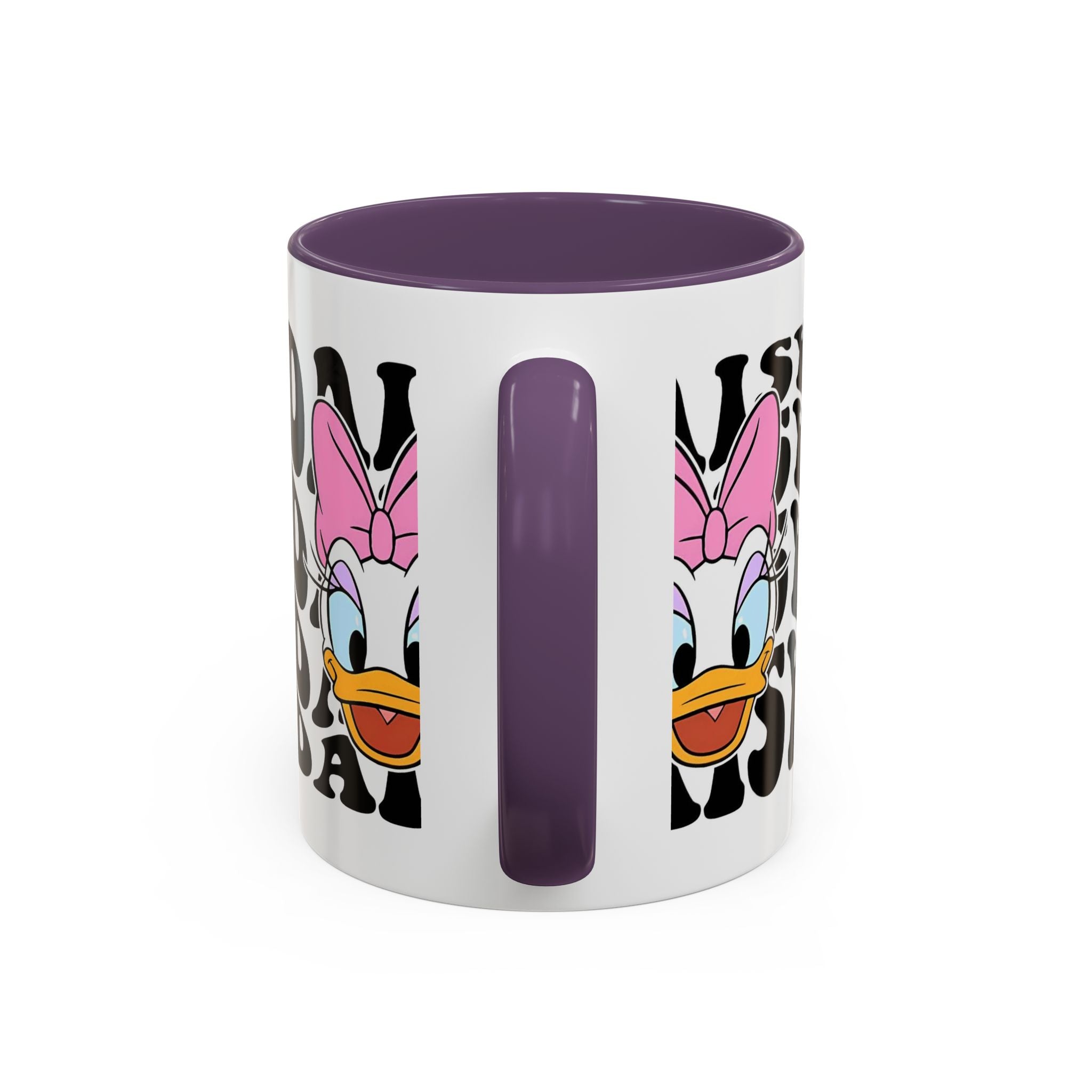 Daisy Duck Face Accent Coffee Mug – Retro Text Graphic (11/15 oz)