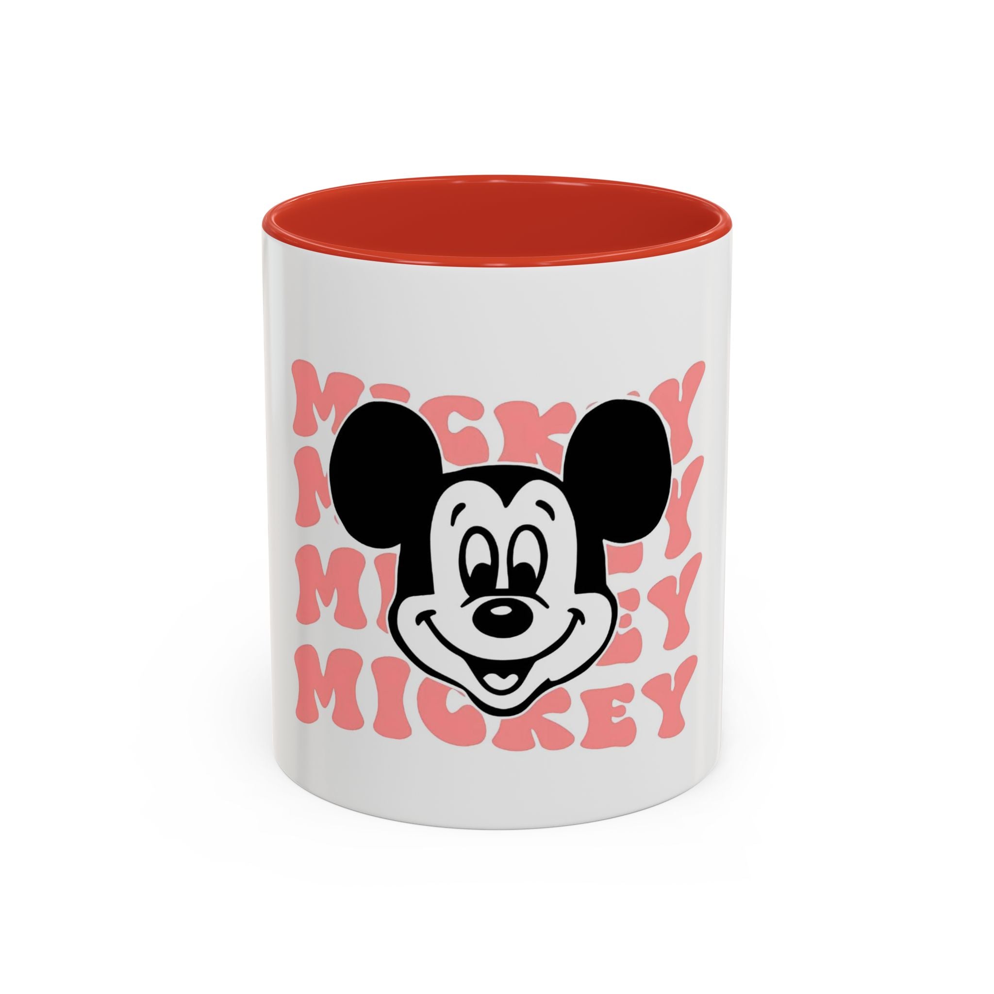 Retro Cartoon Character Coffee Mug – Vintage Face & Repeating Text Accent
