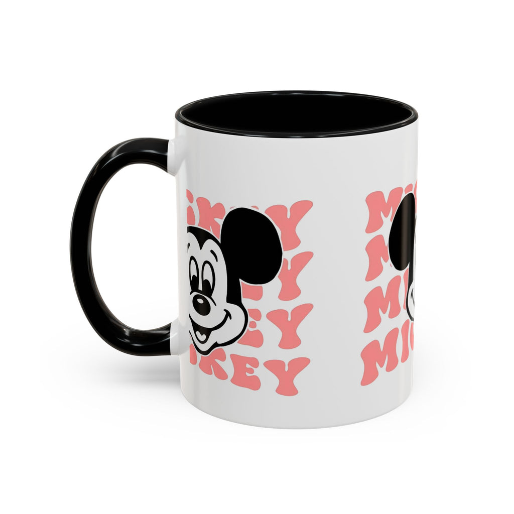 Retro Cartoon Character Coffee Mug – Vintage Face & Repeating Text Accent
