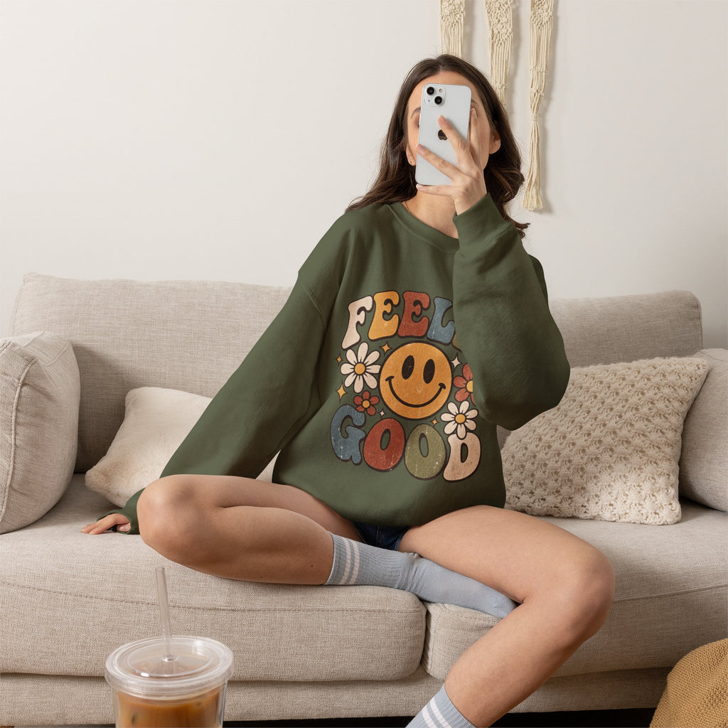 Feelin' Good Retro Smiley Sweatshirt
