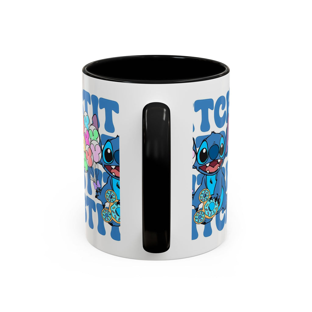 Stitch Holding Heart Balloons Accent Coffee Mug — Cute Disney Lilo & Stitch Gift (11/15oz)