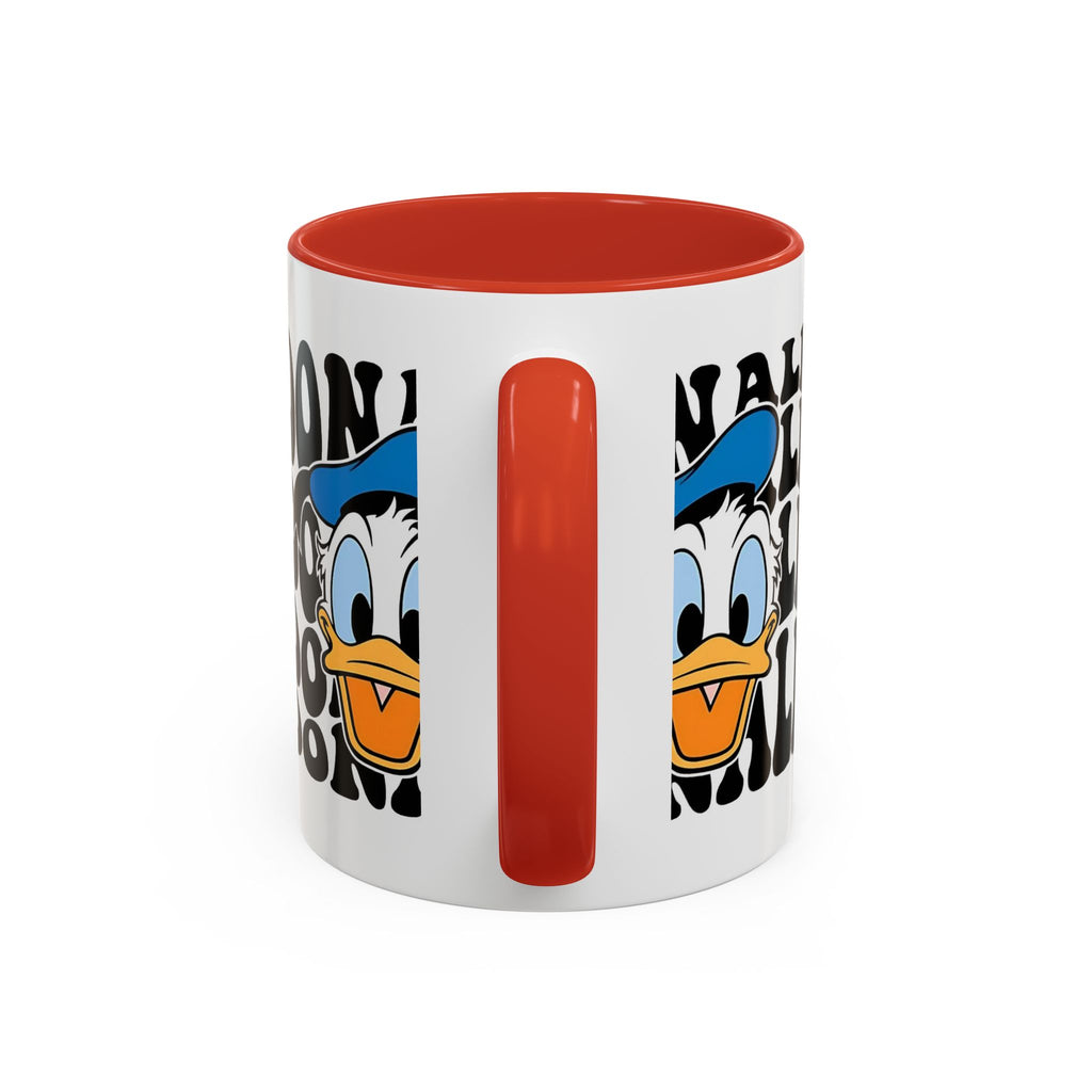 Donald Duck Accent Coffee Mug — Retro Character Face & Repeating "Donald" Text, 11/15oz