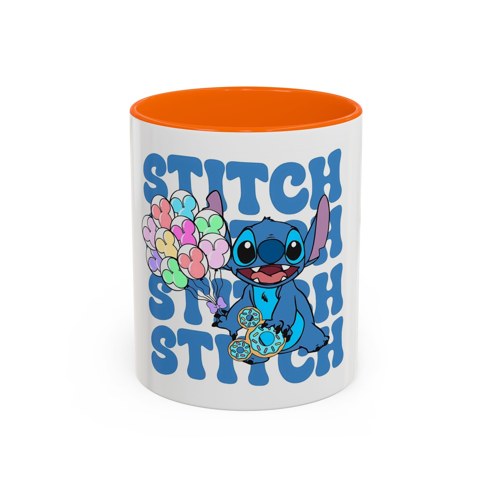 Stitch Holding Heart Balloons Accent Coffee Mug — Cute Disney Lilo & Stitch Gift (11/15oz)