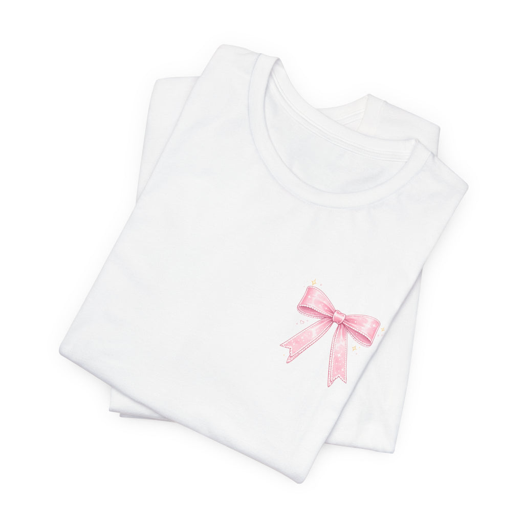 Salt, Water & Shine Beach Tee — Pink Bow Chest Accent