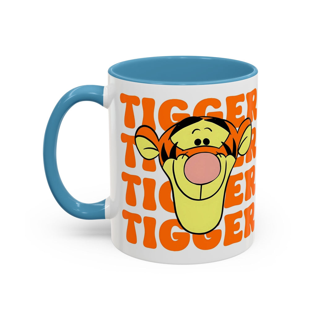 Tigger Coffee Mug — Cute Tigger Face with Retro Orange Text (11/15oz Accent Mug)