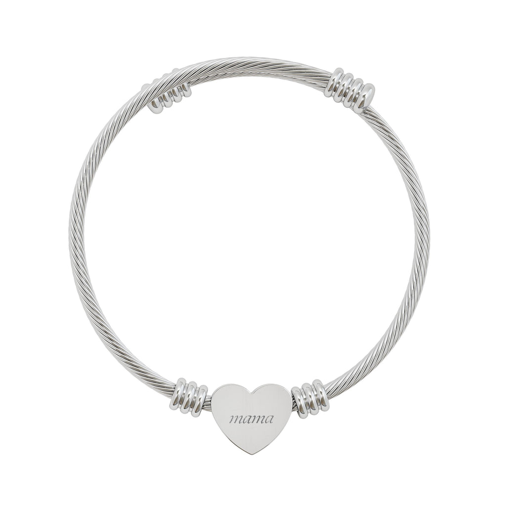 Mama bear Heart Cuff Cable Bangle