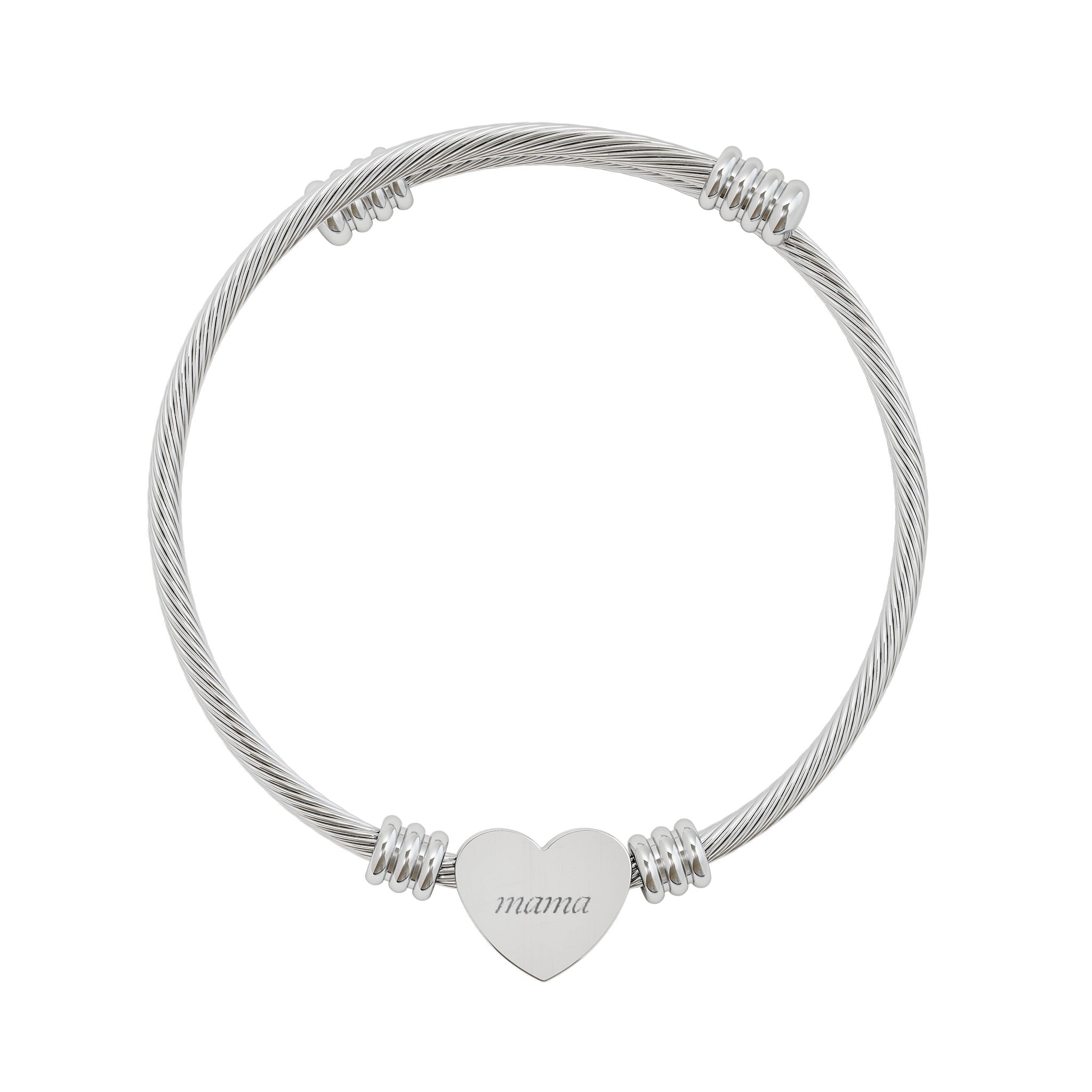 Mama bear Heart Cuff Cable Bangle