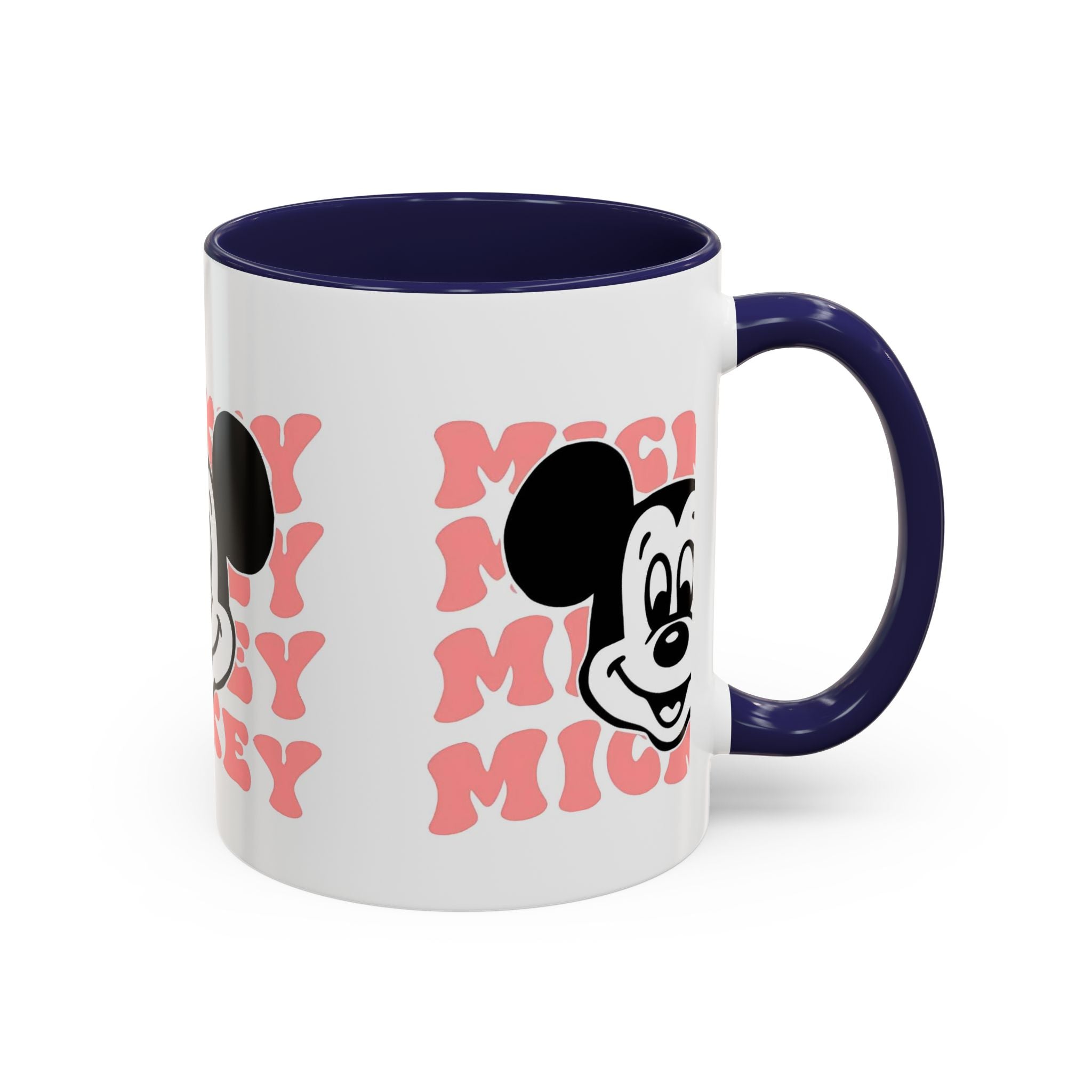 Retro Cartoon Character Coffee Mug – Vintage Face & Repeating Text Accent