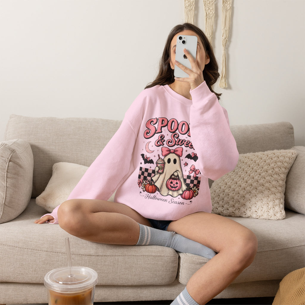 Spooky & Sweet Halloween Ghost Crewneck Sweatshirt