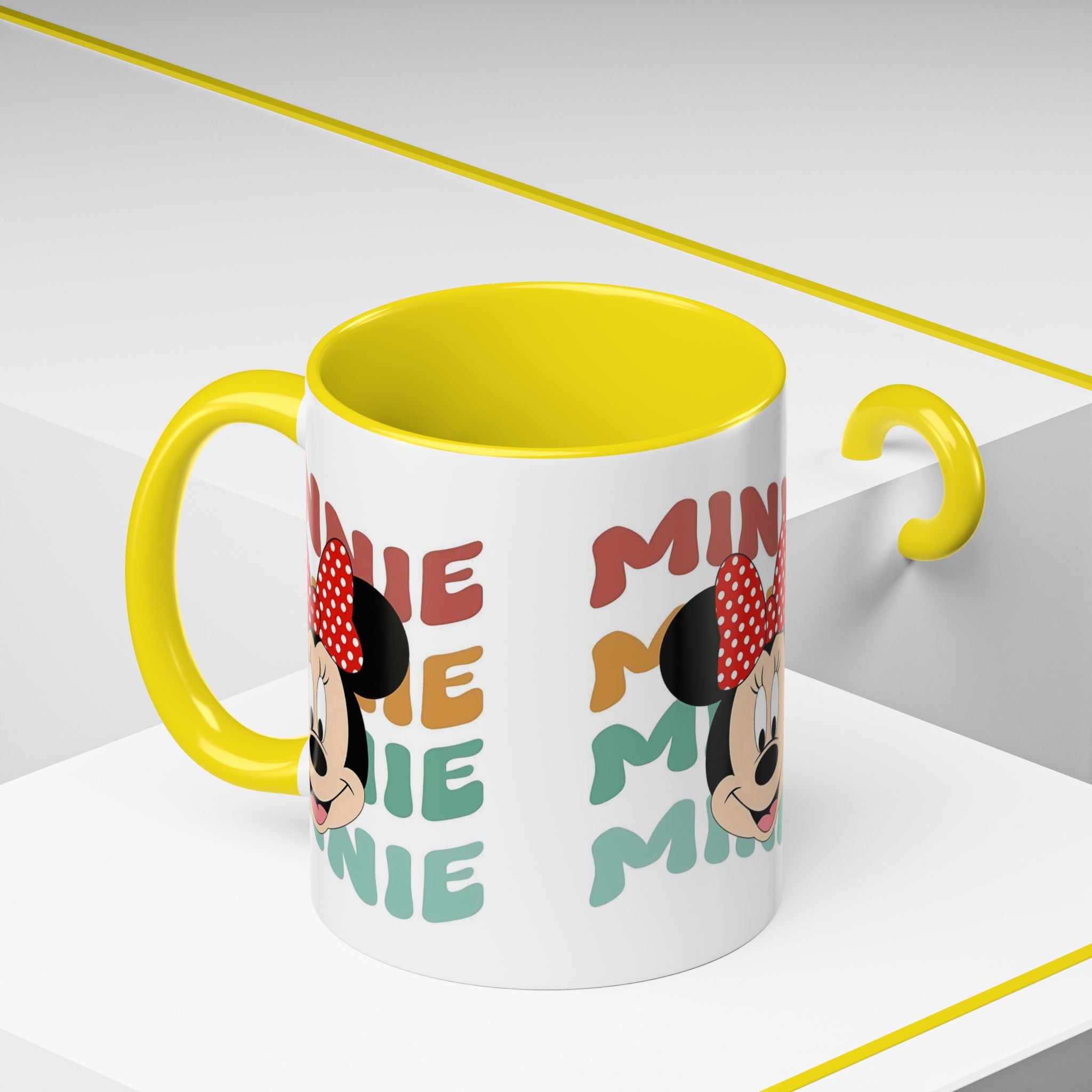 Minnie Mouse Accent Coffee Mug — Retro Colorful Disney Character Design (11/15 oz)