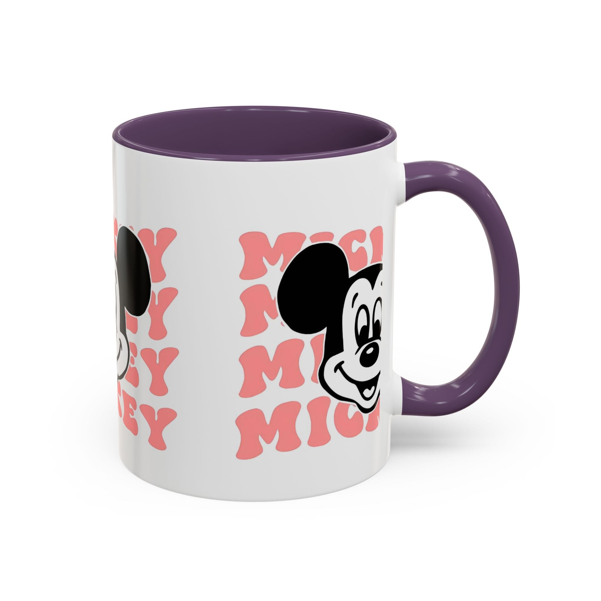 Retro Cartoon Character Coffee Mug – Vintage Face & Repeating Text Accent