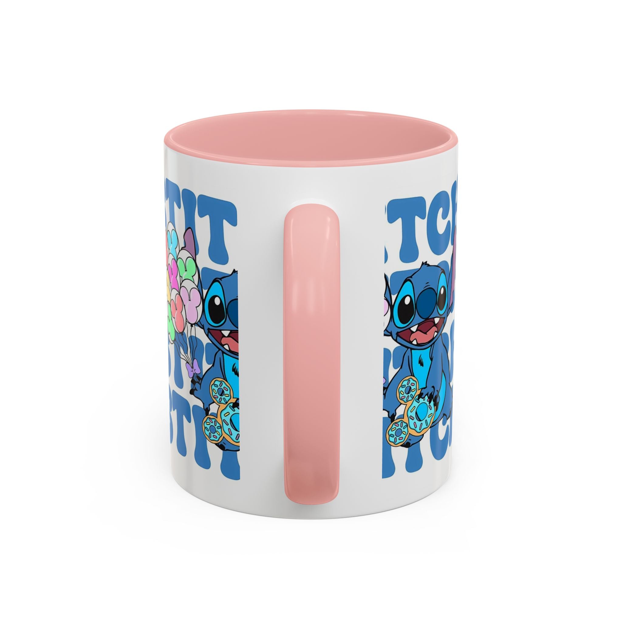 Stitch Holding Heart Balloons Accent Coffee Mug — Cute Disney Lilo & Stitch Gift (11/15oz)