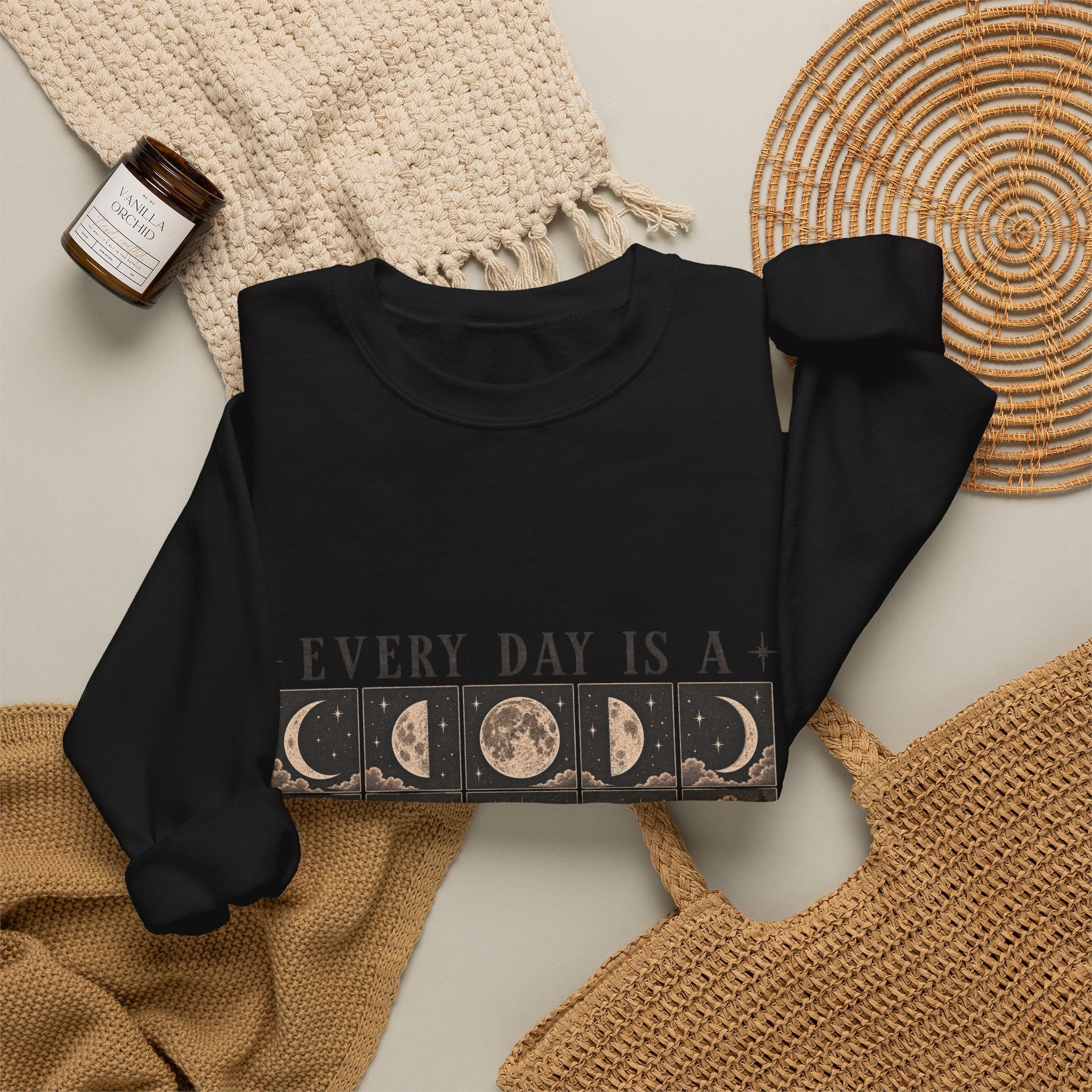 "Every Day Is a Fresh Start" Moon Phase Crewneck Sweatshirt
