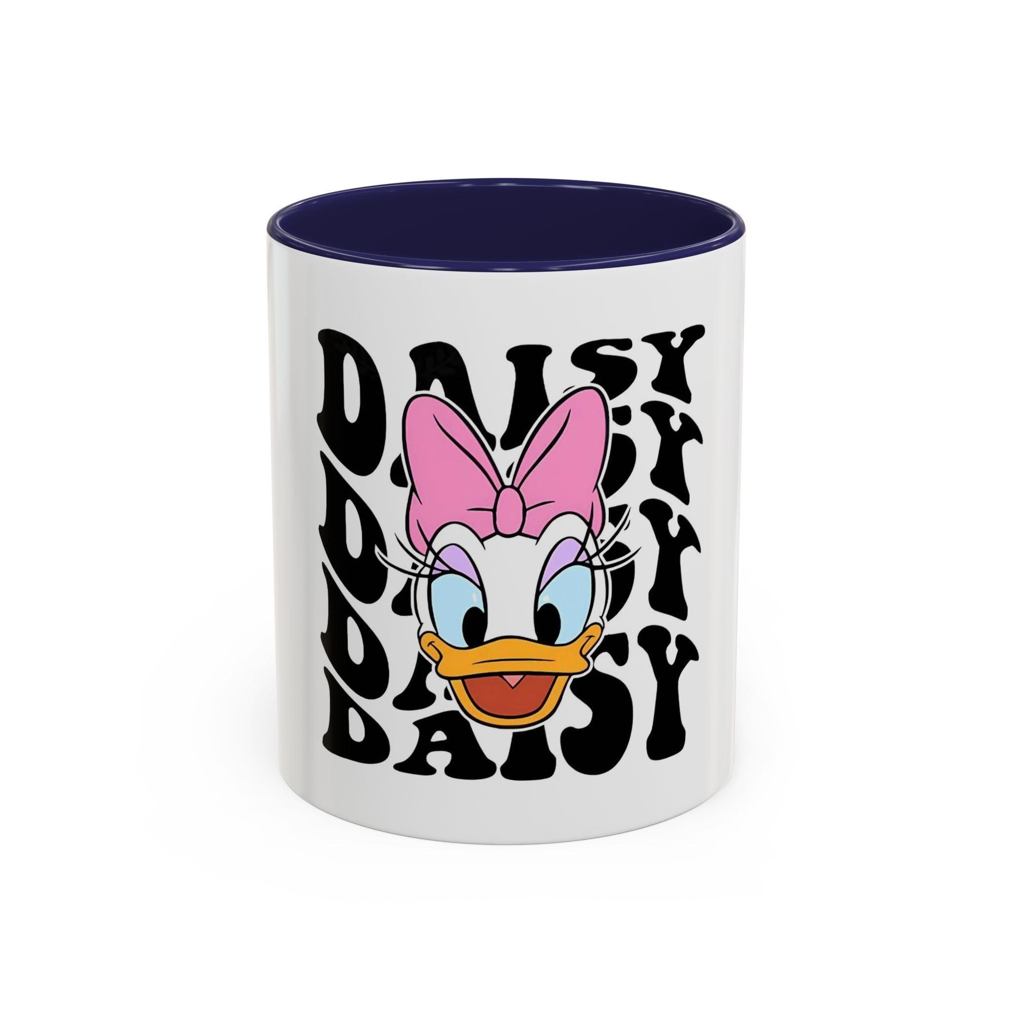 Daisy Duck Face Accent Coffee Mug – Retro Text Graphic (11/15 oz)