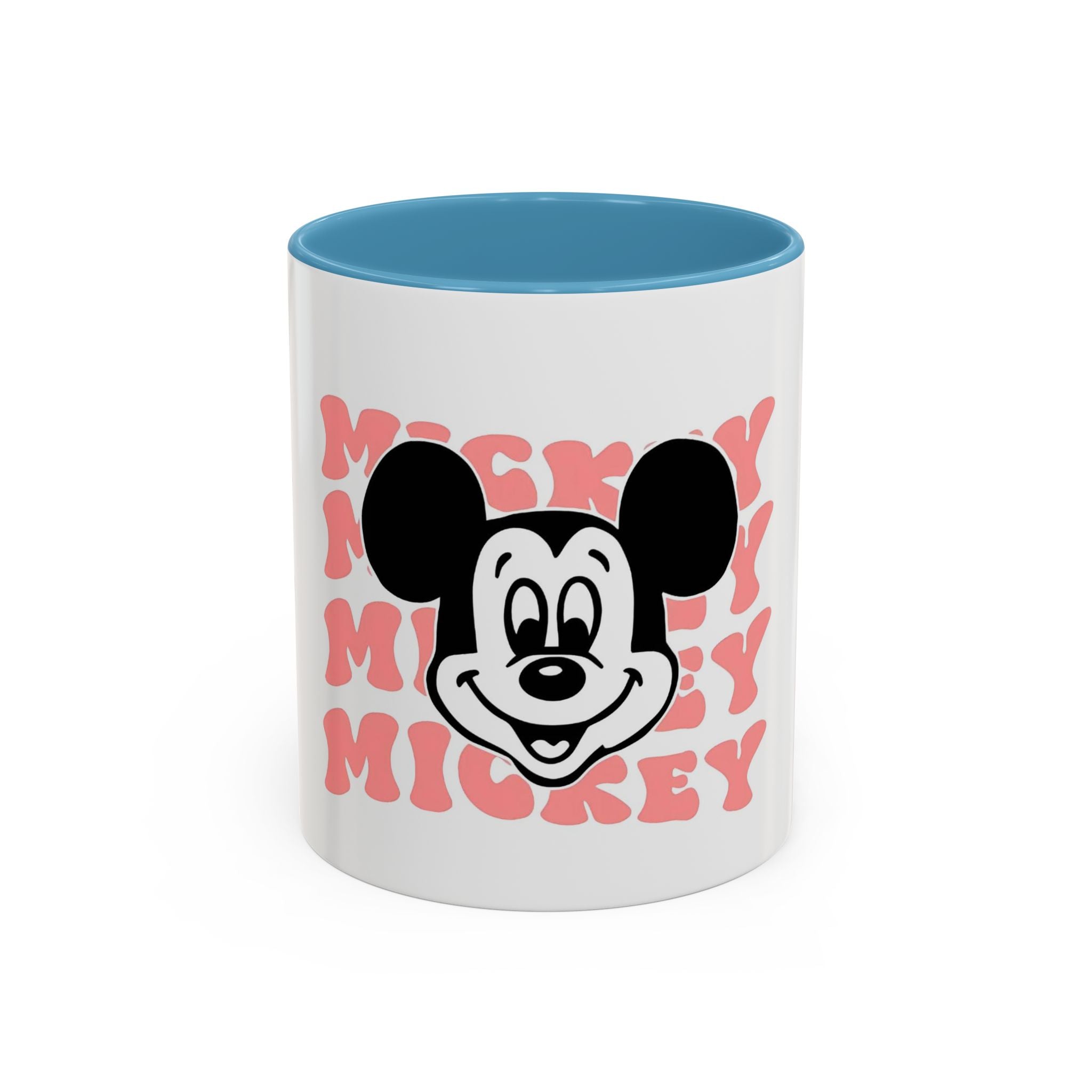 Retro Cartoon Character Coffee Mug – Vintage Face & Repeating Text Accent