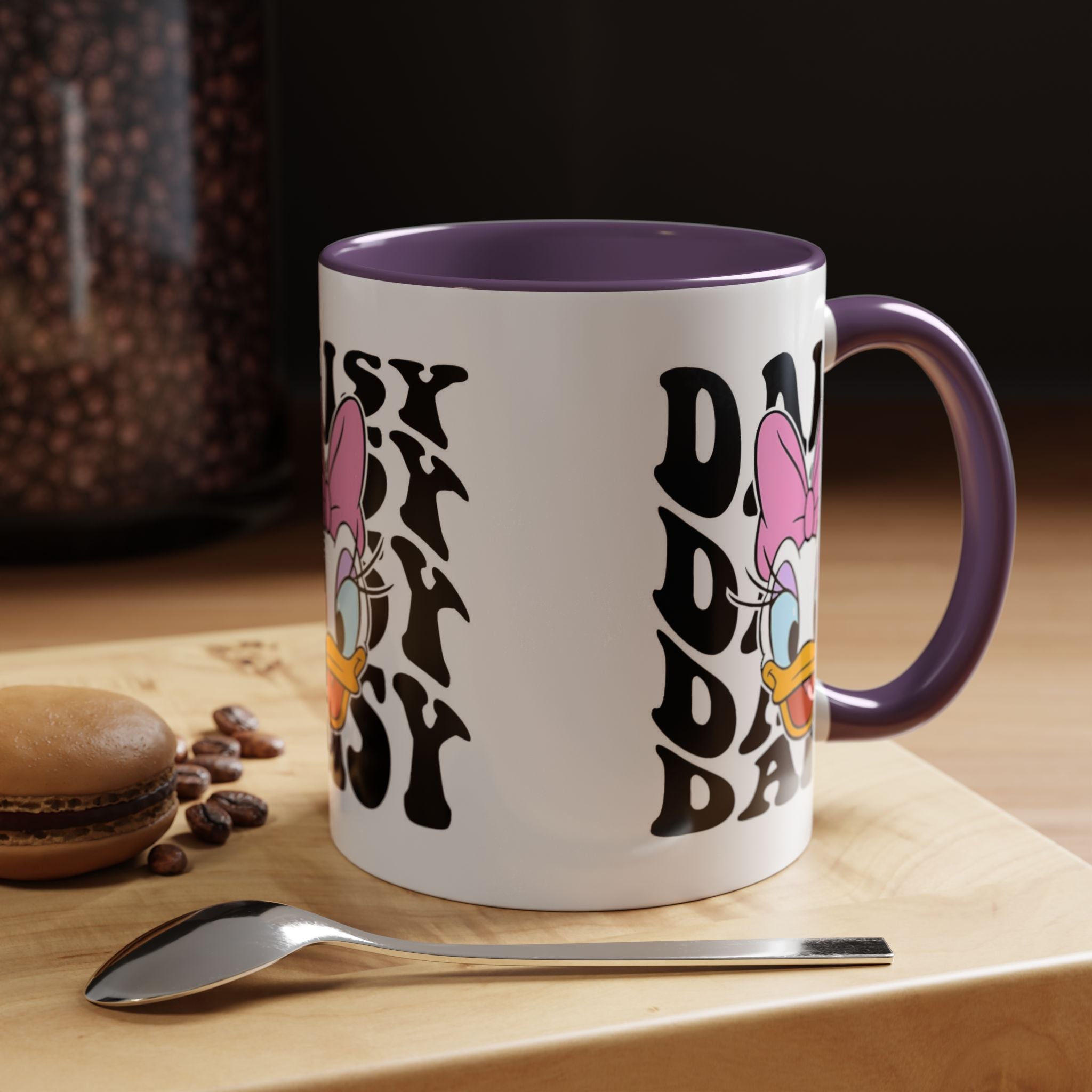 Daisy Duck Face Accent Coffee Mug – Retro Text Graphic (11/15 oz)
