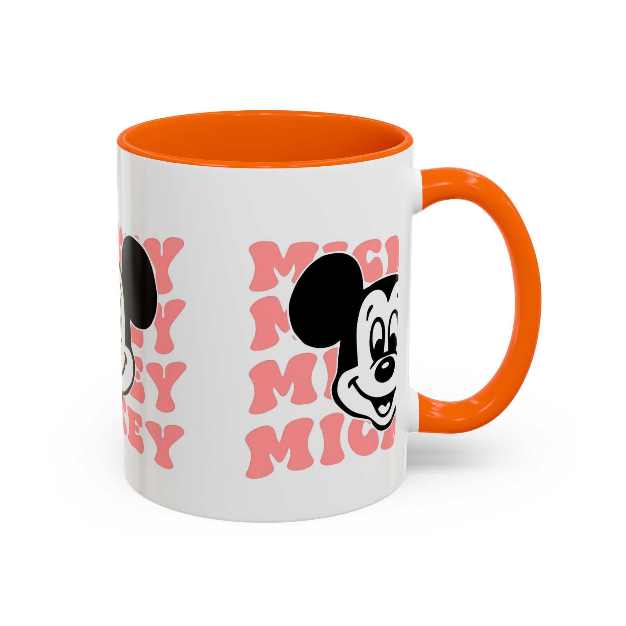 Retro Cartoon Character Coffee Mug – Vintage Face & Repeating Text Accent