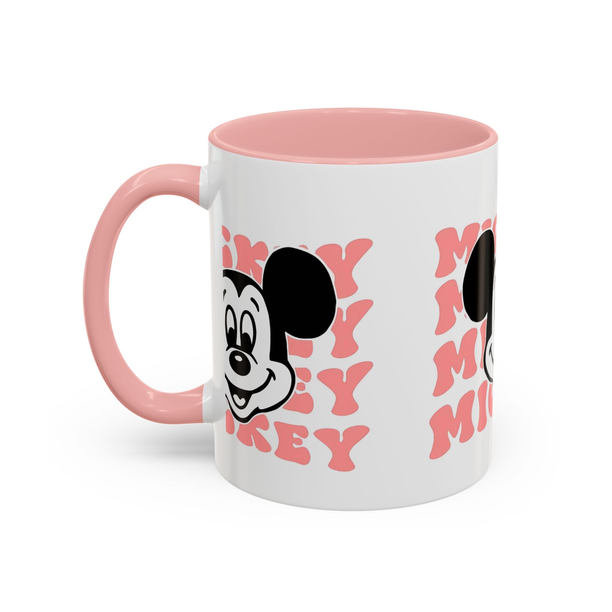 Retro Cartoon Character Coffee Mug – Vintage Face & Repeating Text Accent