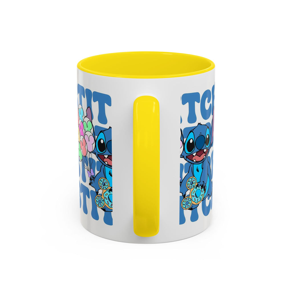 Stitch Holding Heart Balloons Accent Coffee Mug — Cute Disney Lilo & Stitch Gift (11/15oz)