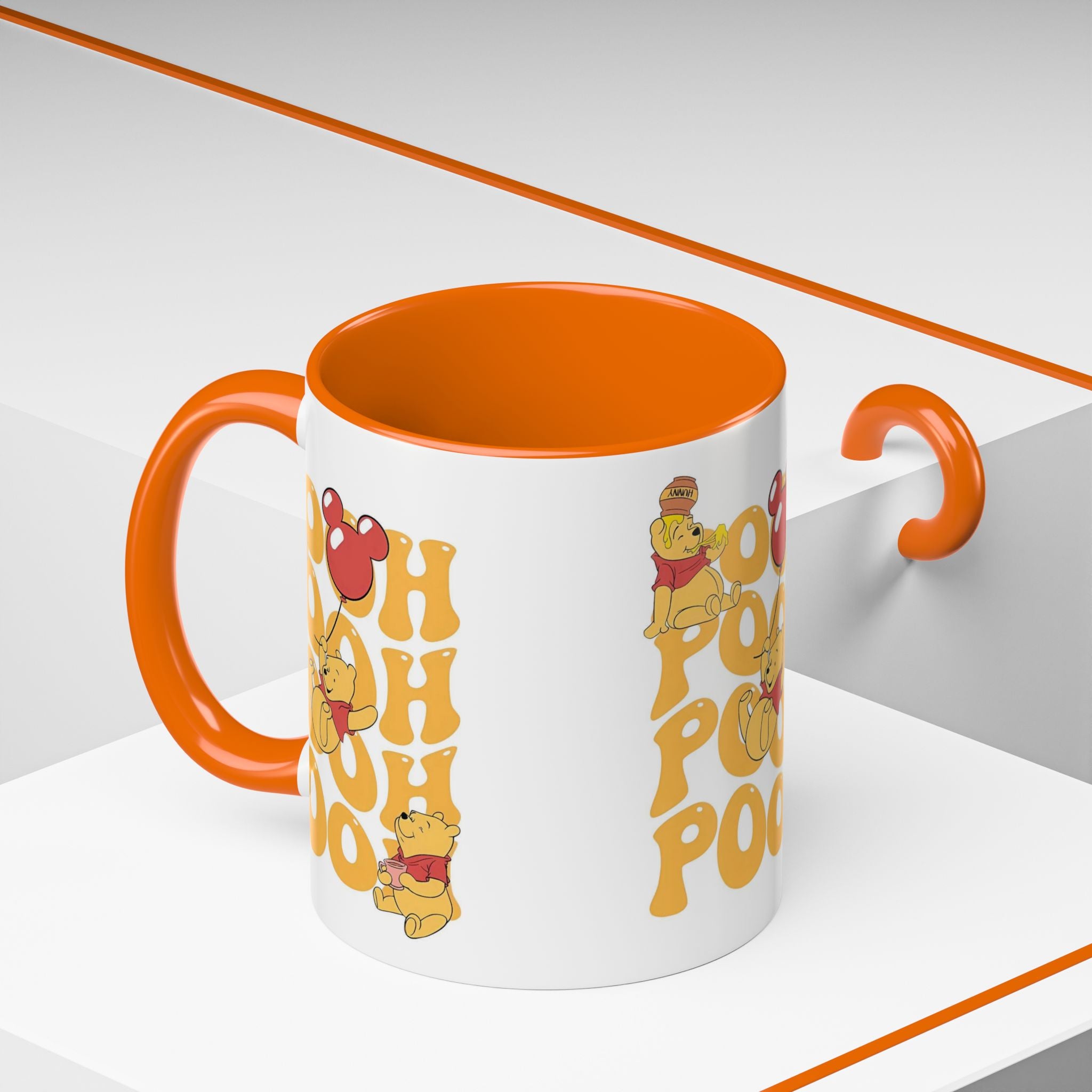 Winnie the Pooh Accent Coffee Mug — Retro 'Pooh' Stack Design (11/15oz)