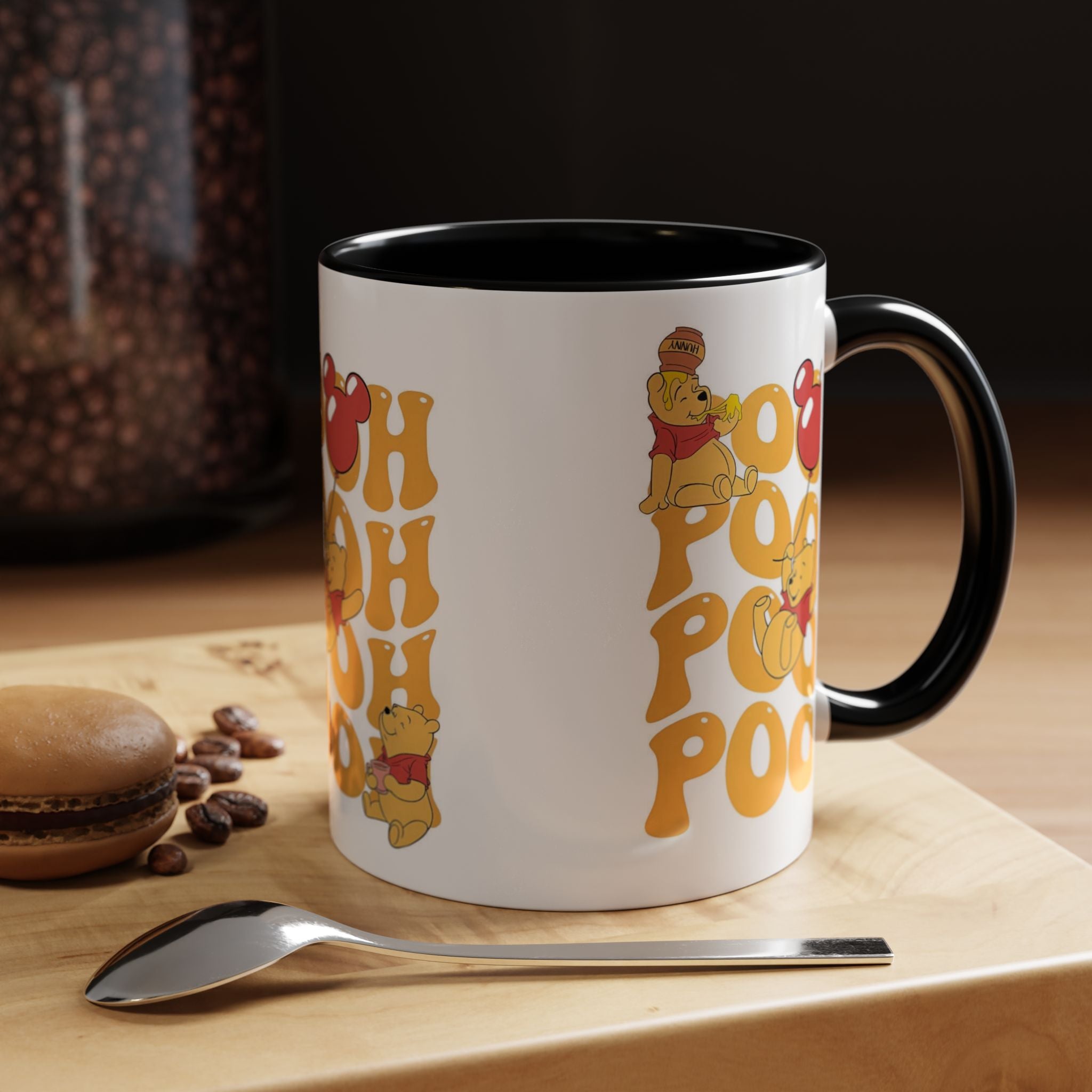 Winnie the Pooh Accent Coffee Mug — Retro 'Pooh' Stack Design (11/15oz)