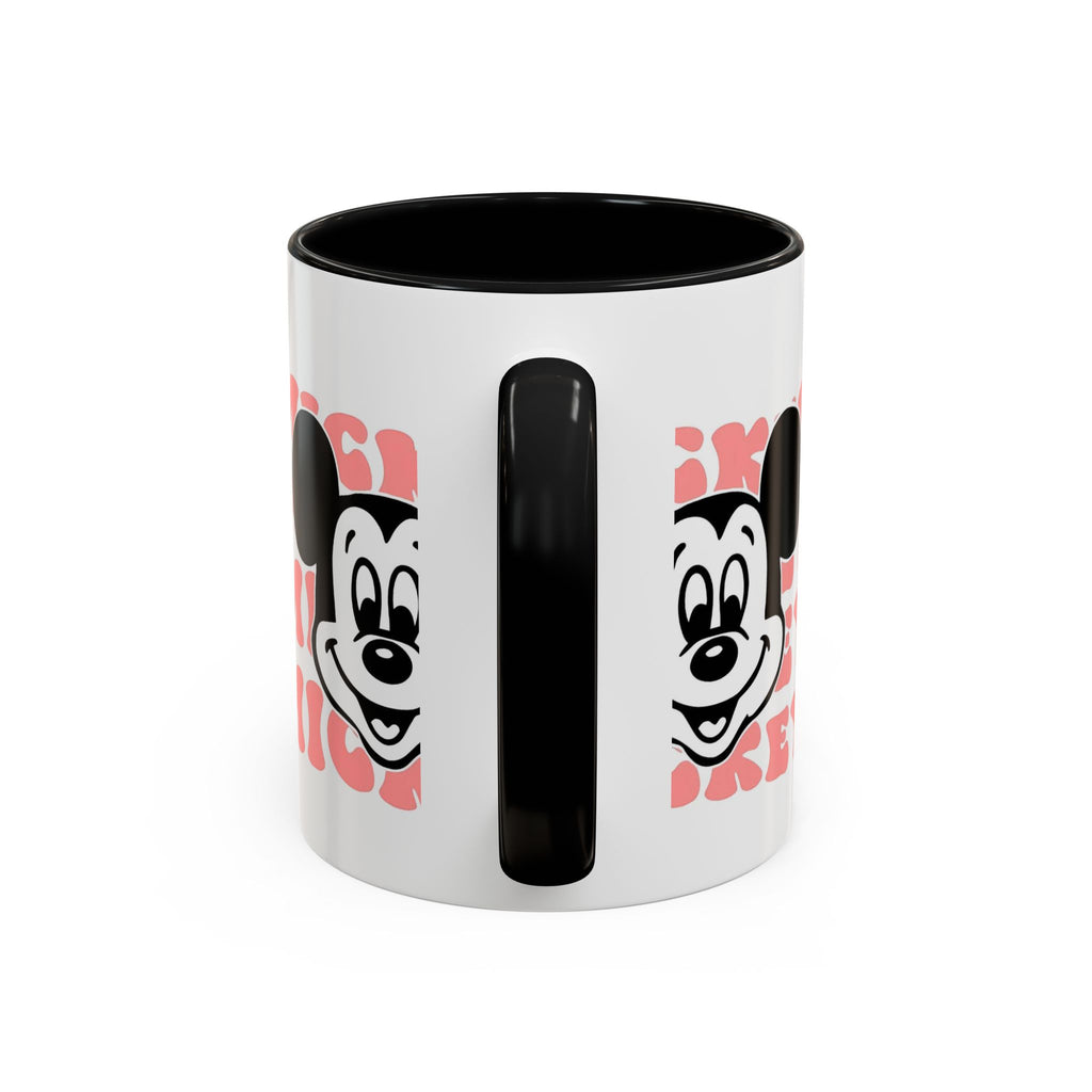 Retro Cartoon Character Coffee Mug – Vintage Face & Repeating Text Accent
