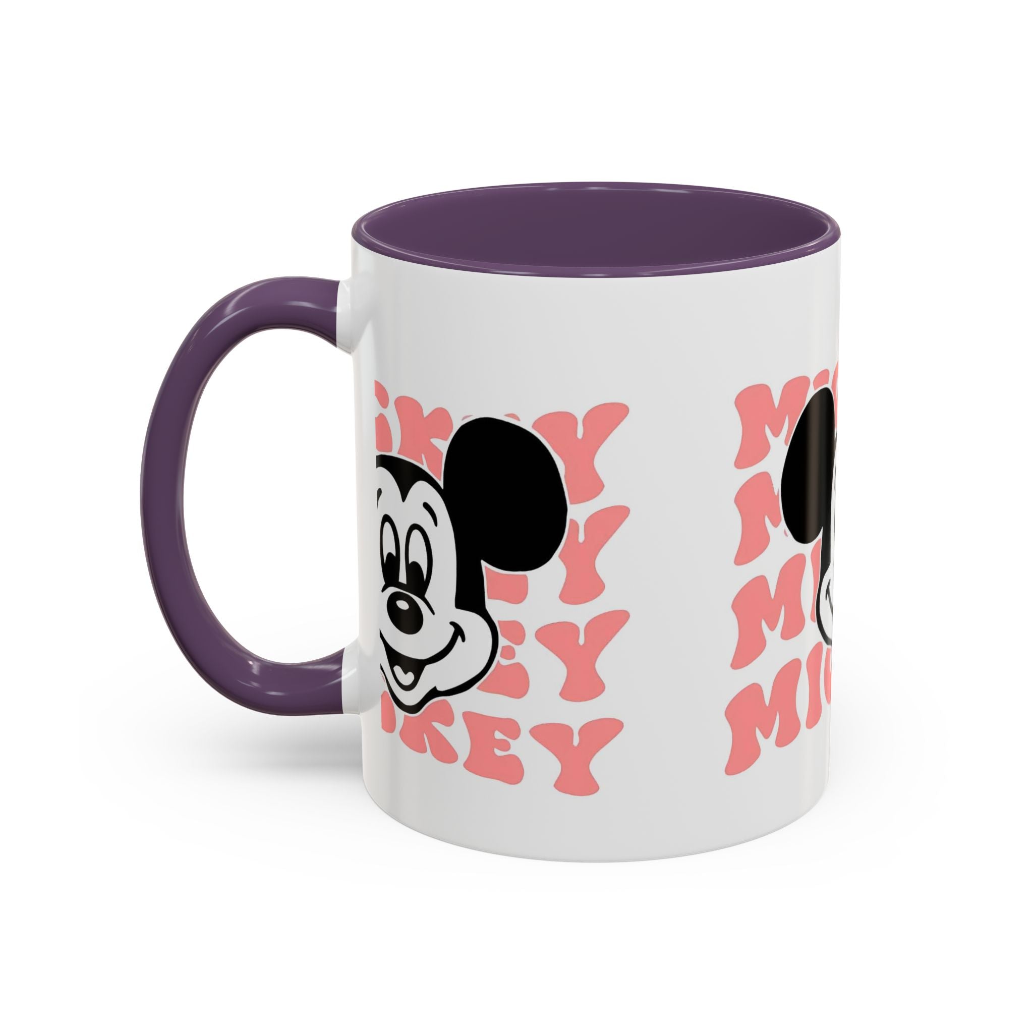 Retro Cartoon Character Coffee Mug – Vintage Face & Repeating Text Accent