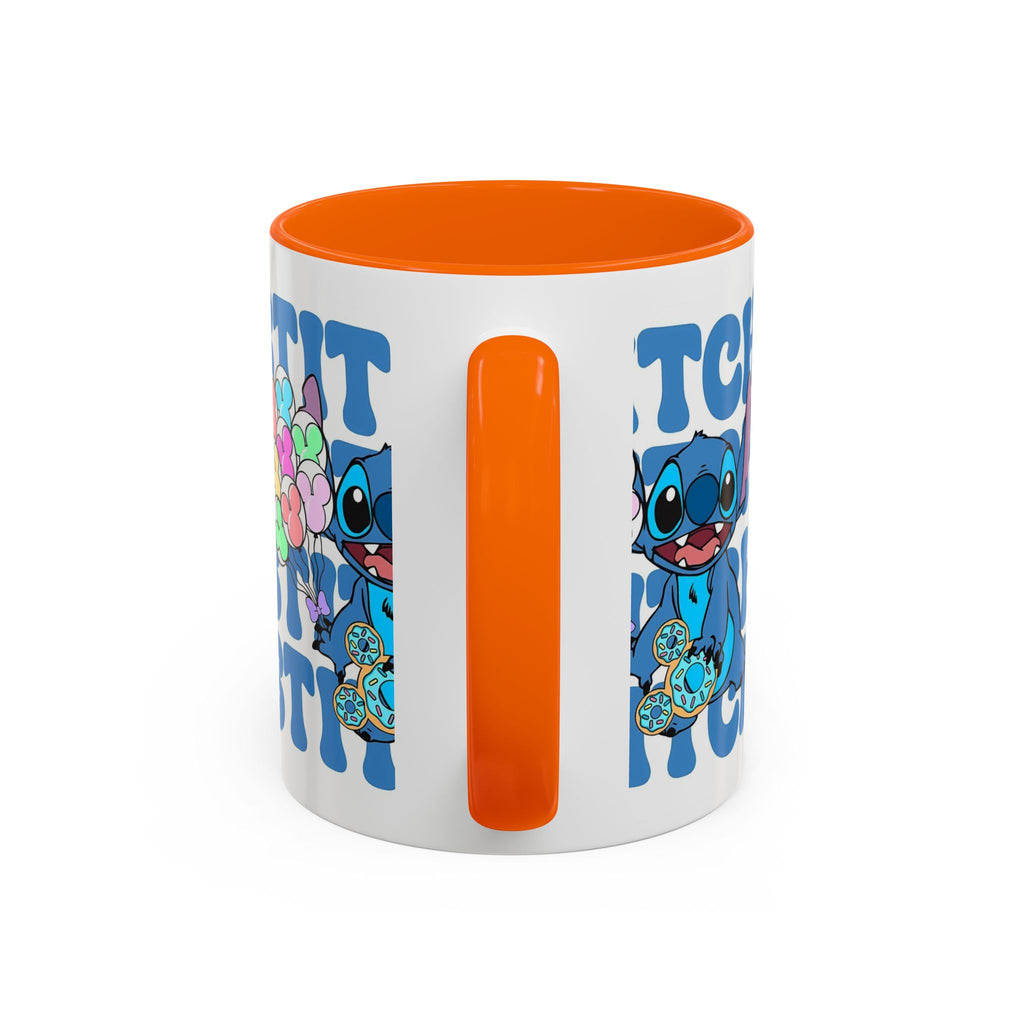 Stitch Holding Heart Balloons Accent Coffee Mug — Cute Disney Lilo & Stitch Gift (11/15oz)
