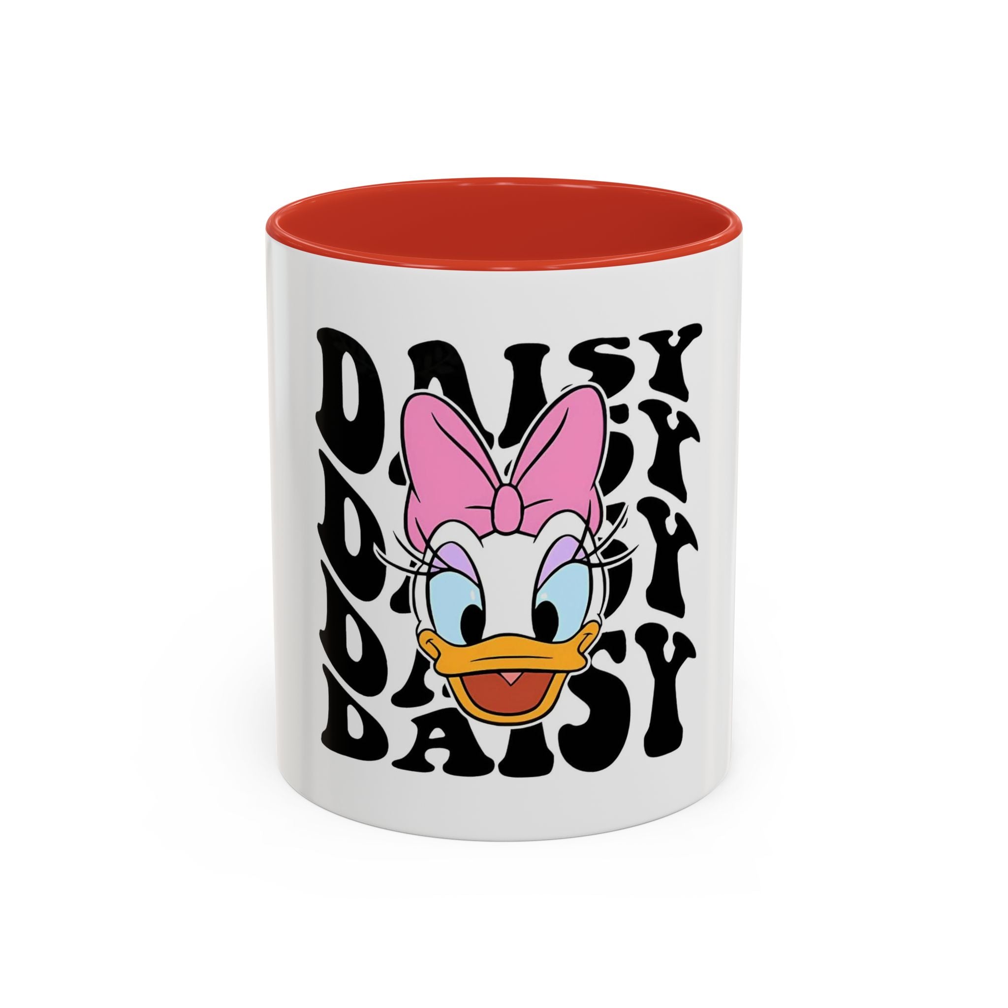 Daisy Duck Face Accent Coffee Mug – Retro Text Graphic (11/15 oz)