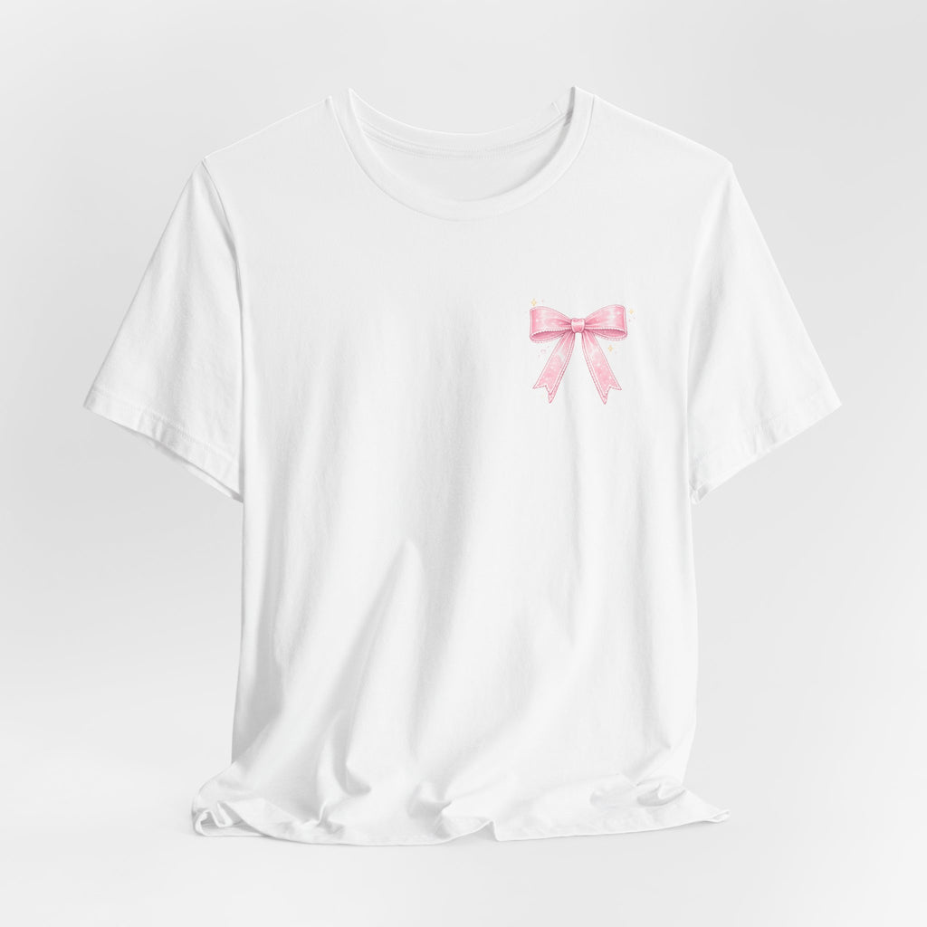 Salt, Water & Shine Beach Tee — Pink Bow Chest Accent
