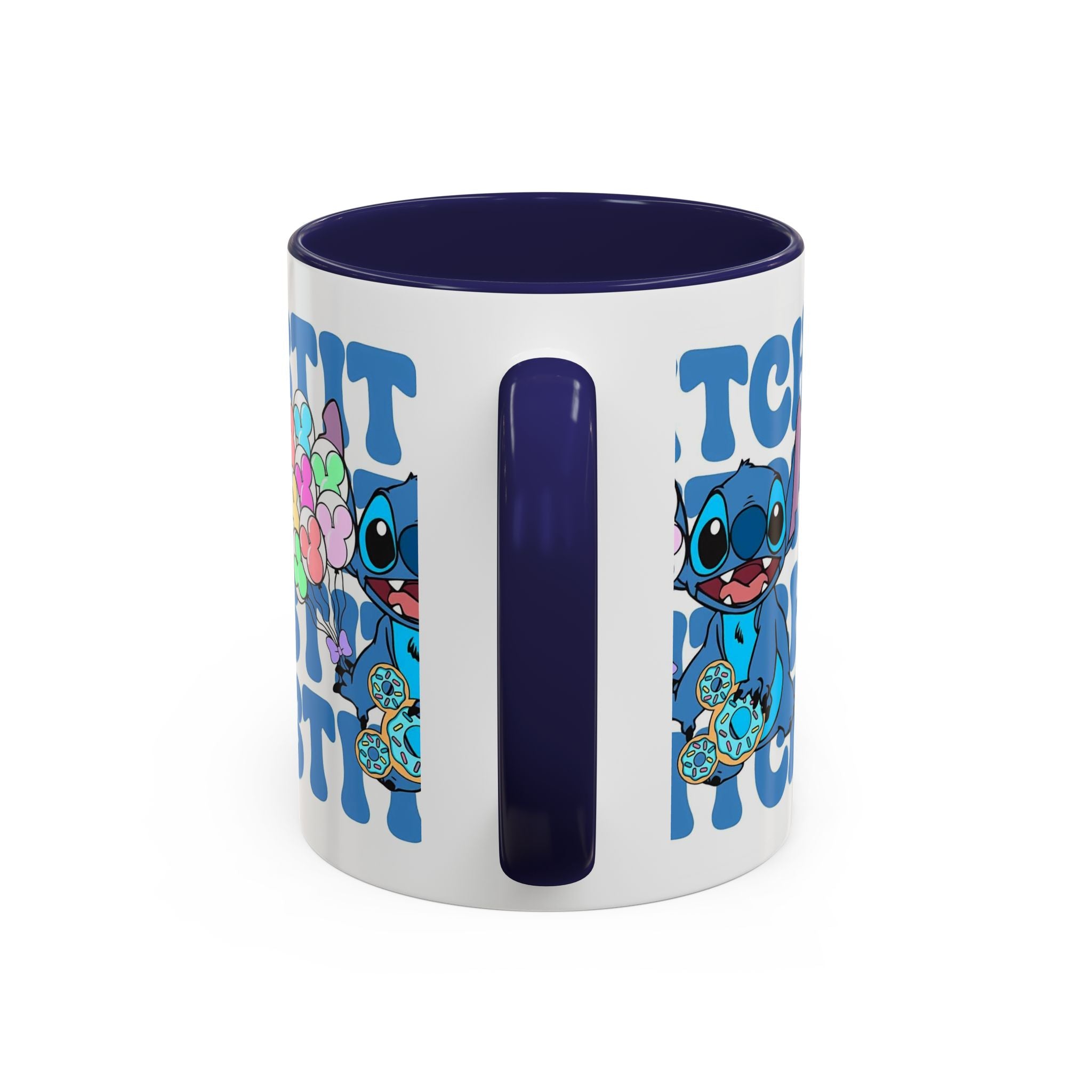 Stitch Holding Heart Balloons Accent Coffee Mug — Cute Disney Lilo & Stitch Gift (11/15oz)