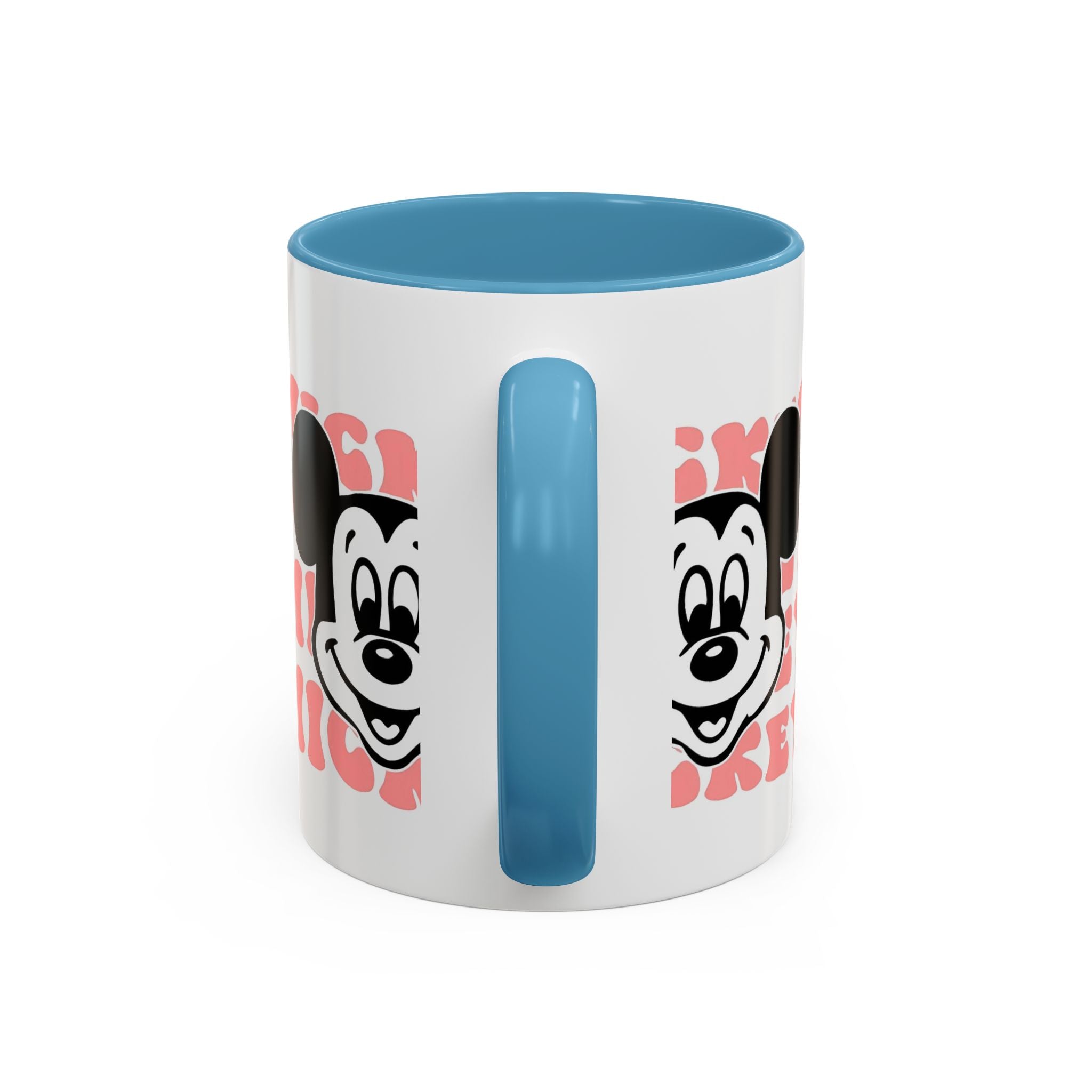 Retro Cartoon Character Coffee Mug – Vintage Face & Repeating Text Accent