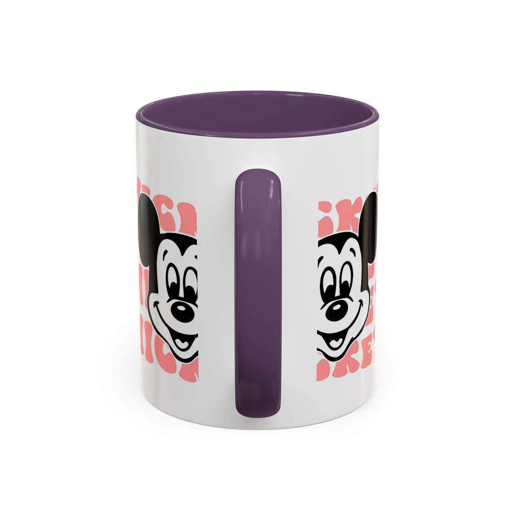 Retro Cartoon Character Coffee Mug – Vintage Face & Repeating Text Accent