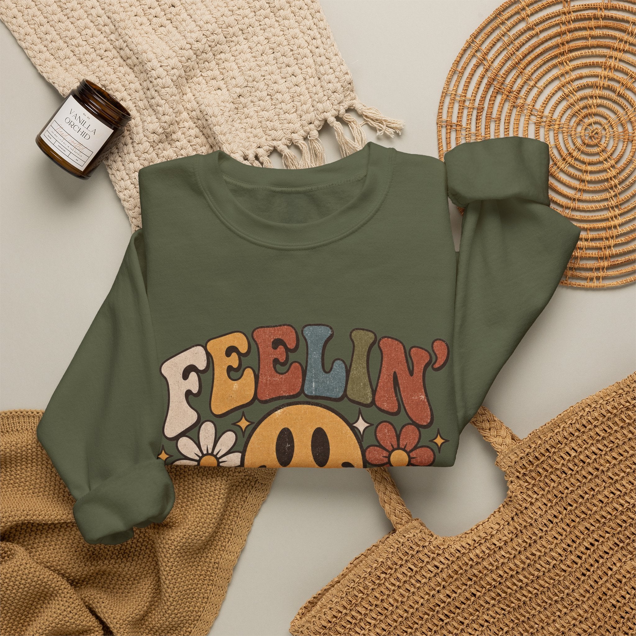 Feelin' Good Retro Smiley Sweatshirt