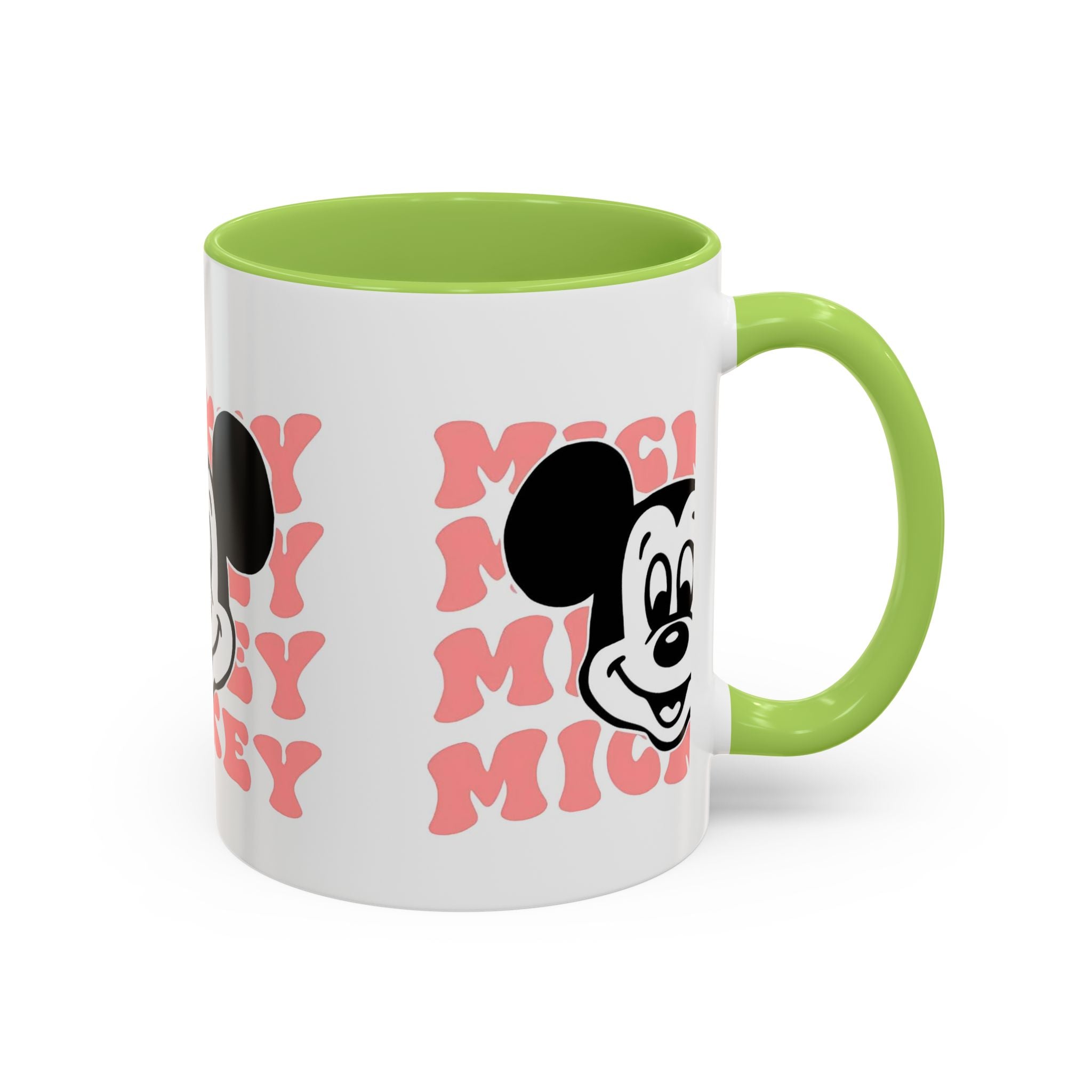 Retro Cartoon Character Coffee Mug – Vintage Face & Repeating Text Accent