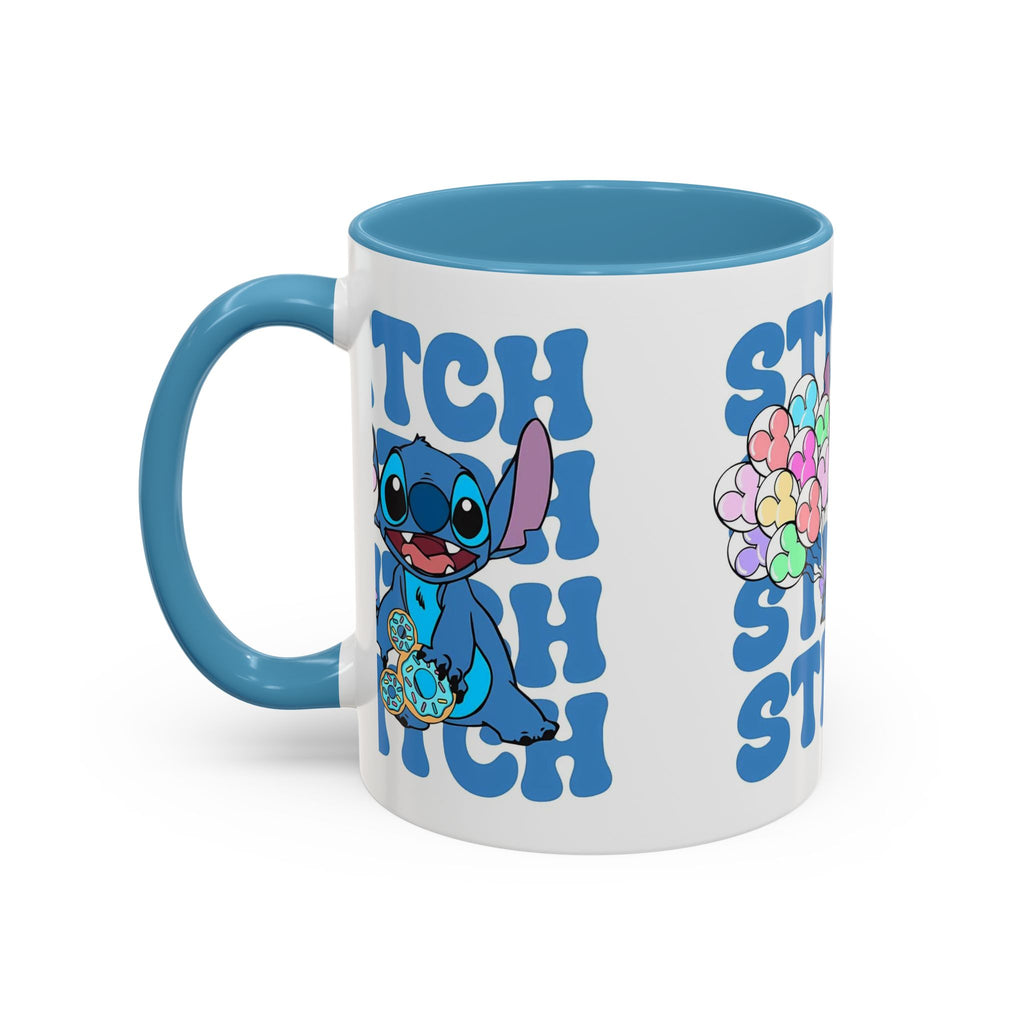 Stitch Holding Heart Balloons Accent Coffee Mug — Cute Disney Lilo & Stitch Gift (11/15oz)