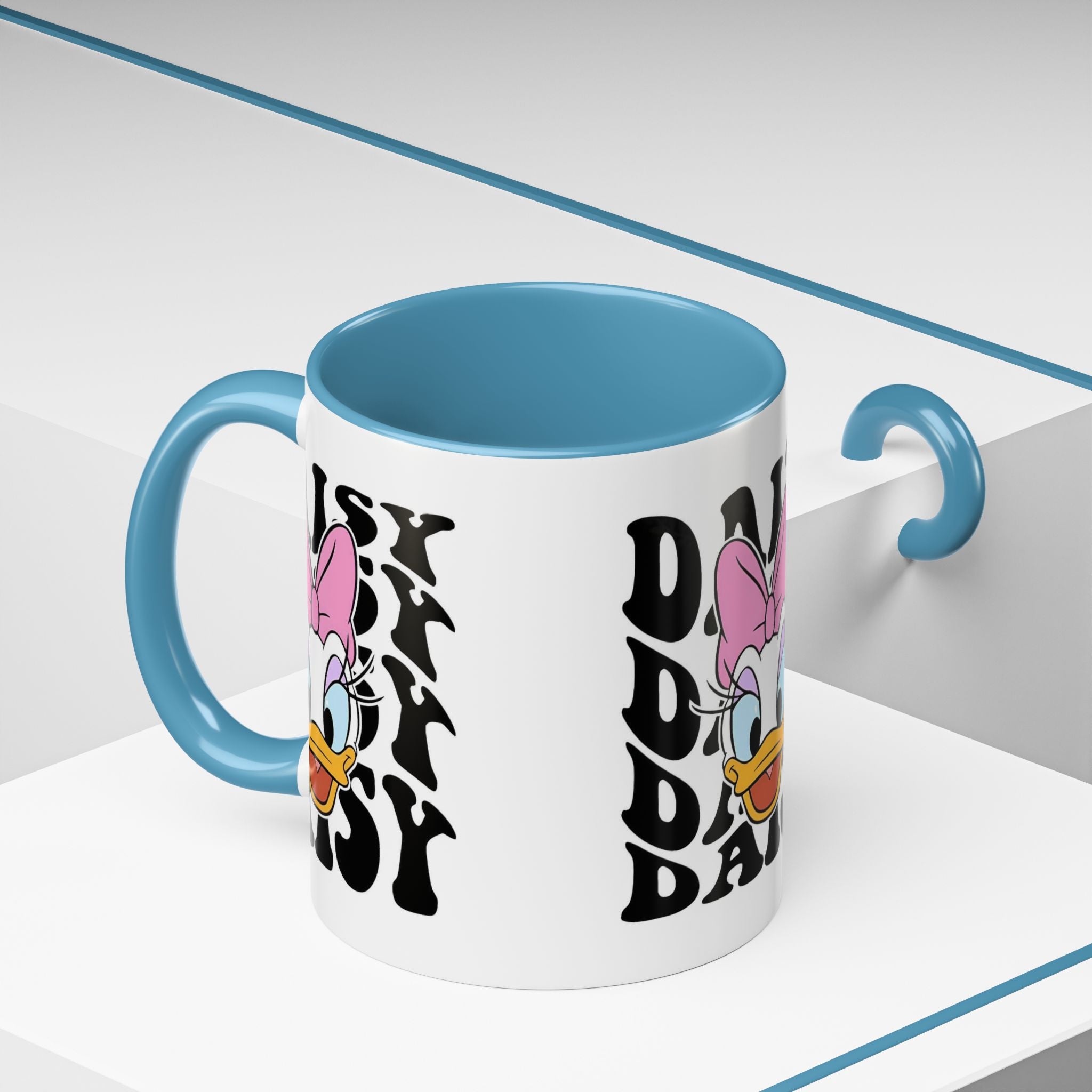Daisy Duck Face Accent Coffee Mug – Retro Text Graphic (11/15 oz)