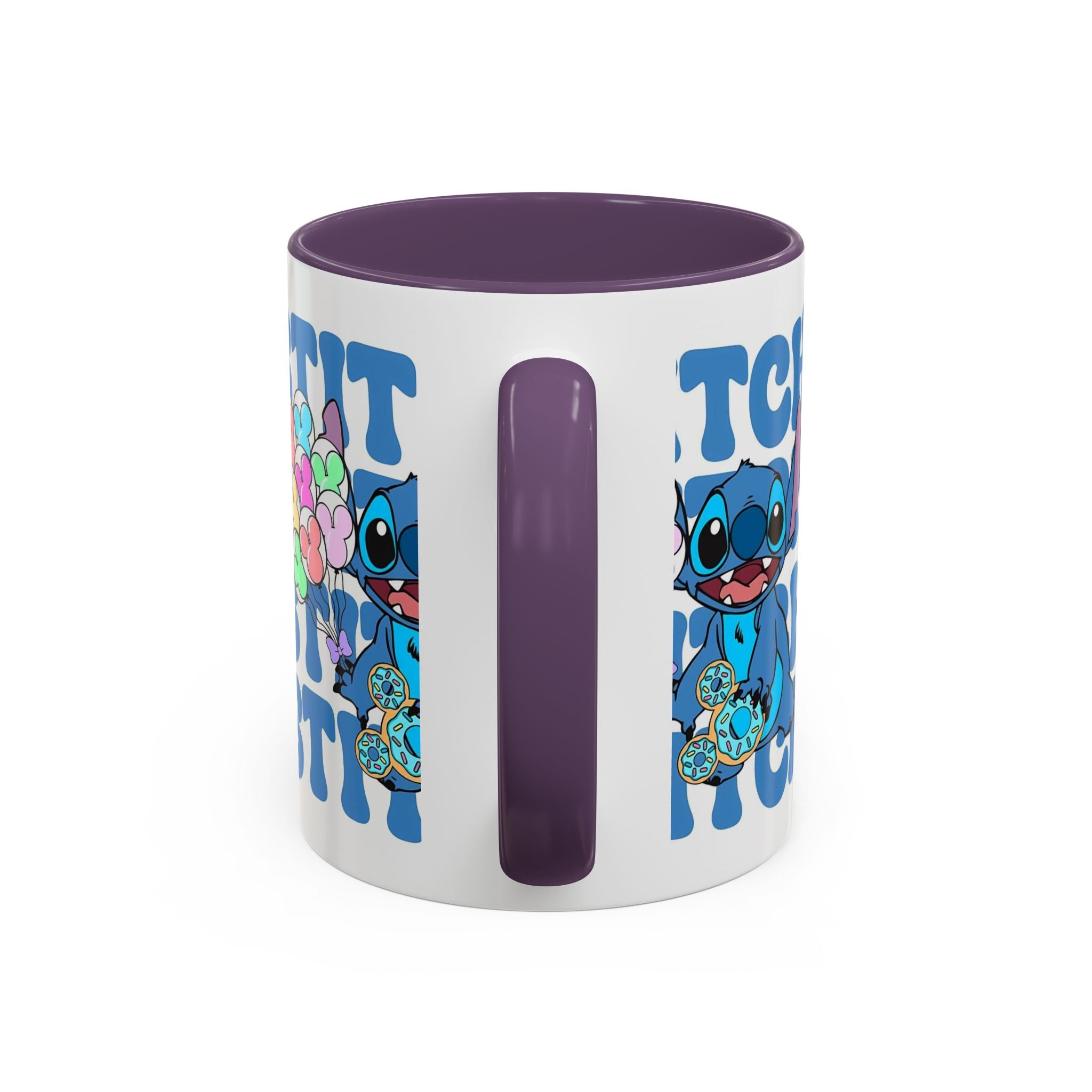Stitch Holding Heart Balloons Accent Coffee Mug — Cute Disney Lilo & Stitch Gift (11/15oz)