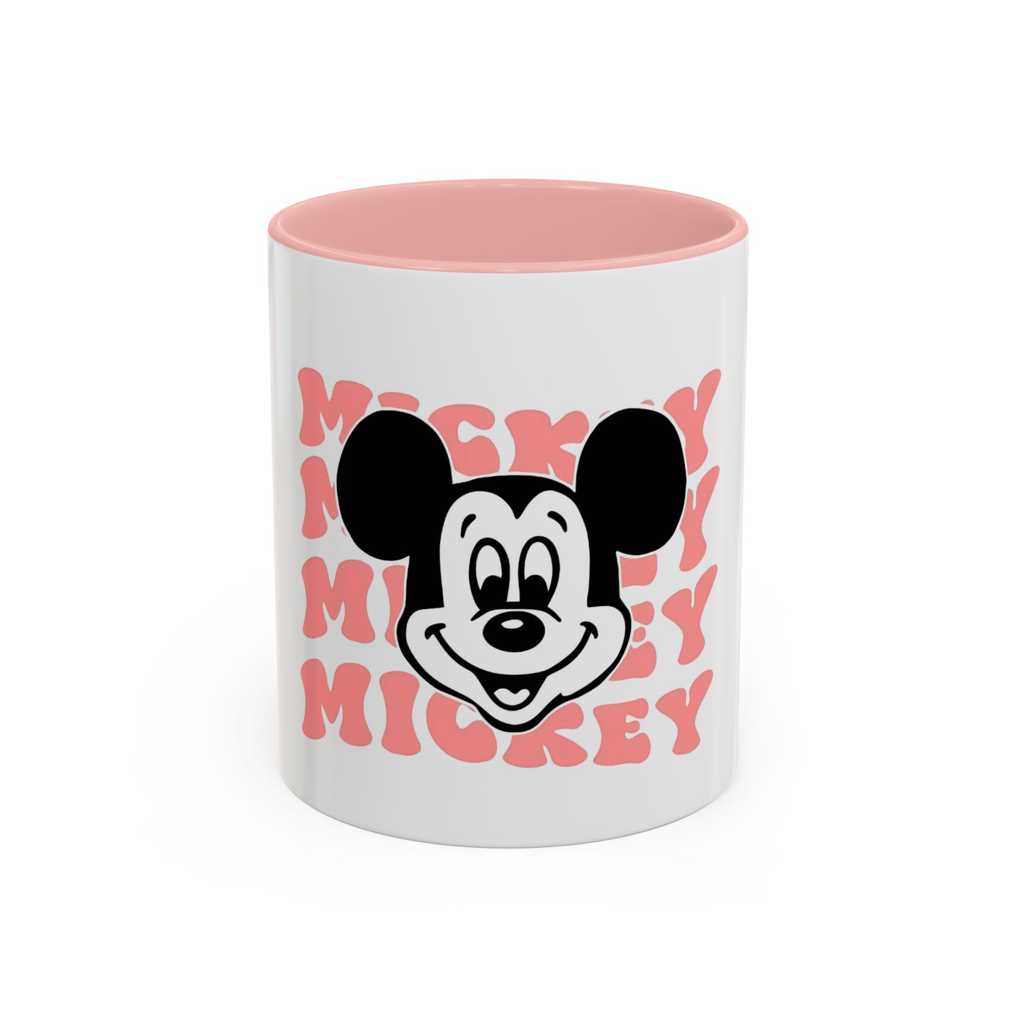 Retro Cartoon Character Coffee Mug – Vintage Face & Repeating Text Accent