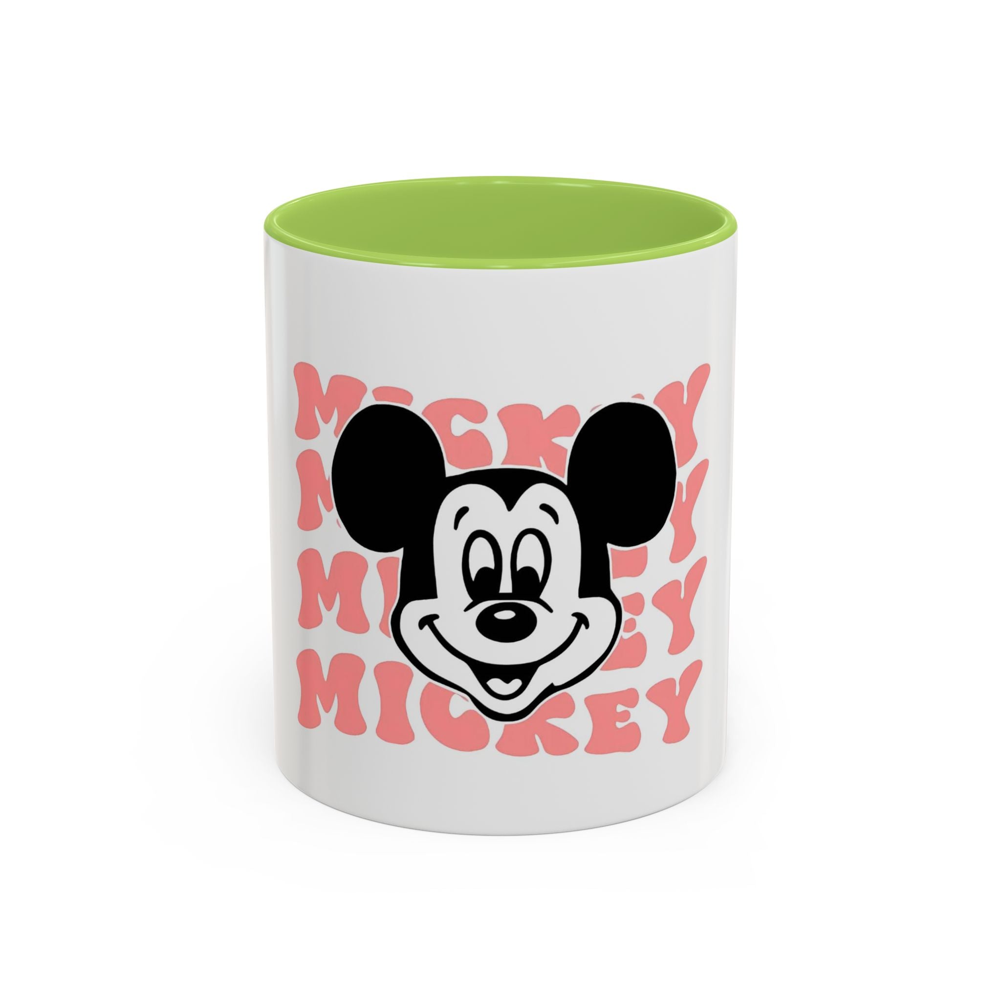 Retro Cartoon Character Coffee Mug – Vintage Face & Repeating Text Accent