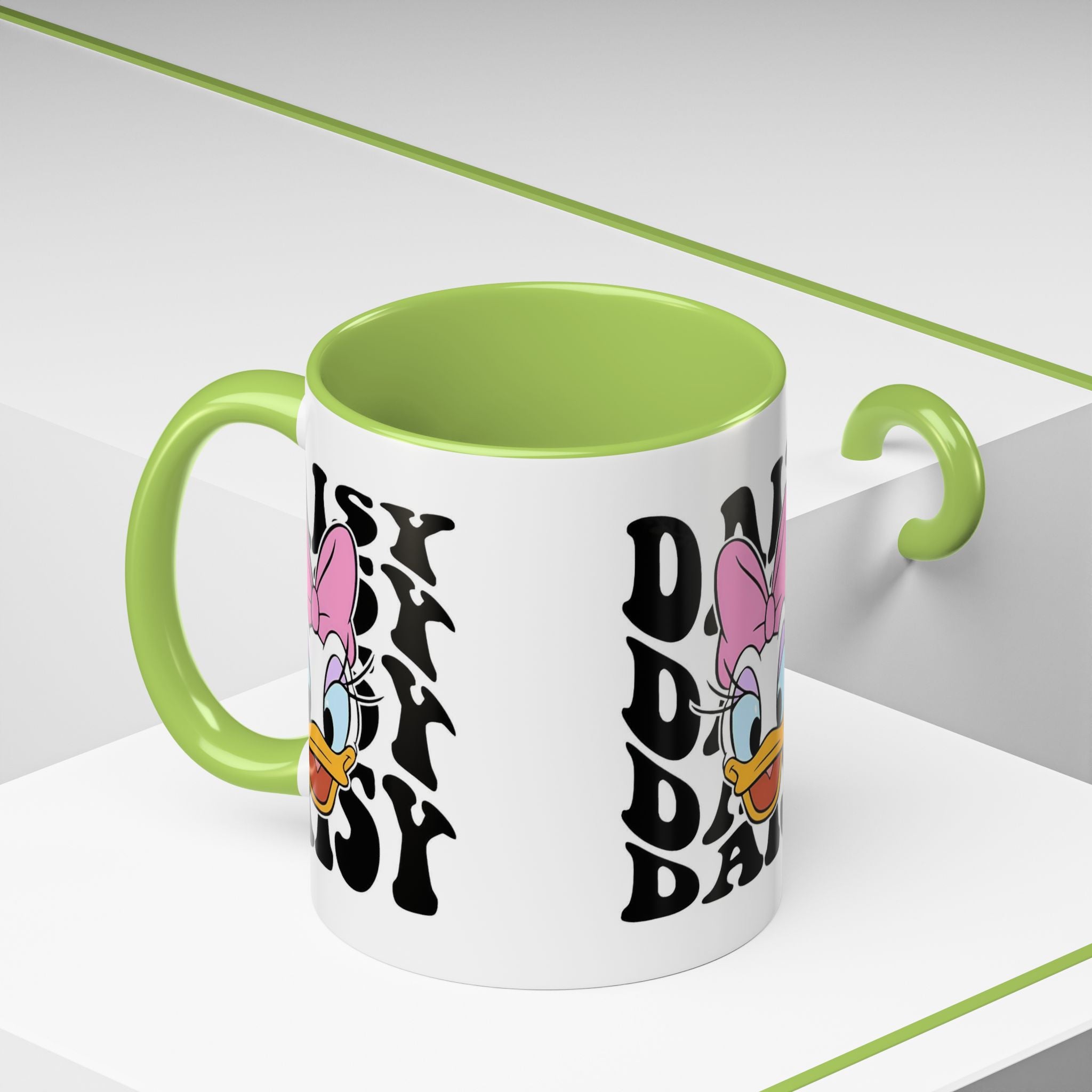 Daisy Duck Face Accent Coffee Mug – Retro Text Graphic (11/15 oz)