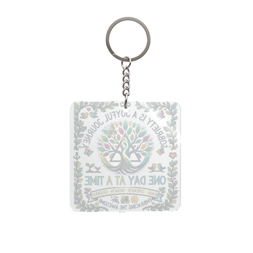 Sobriety Journey Square Keychain