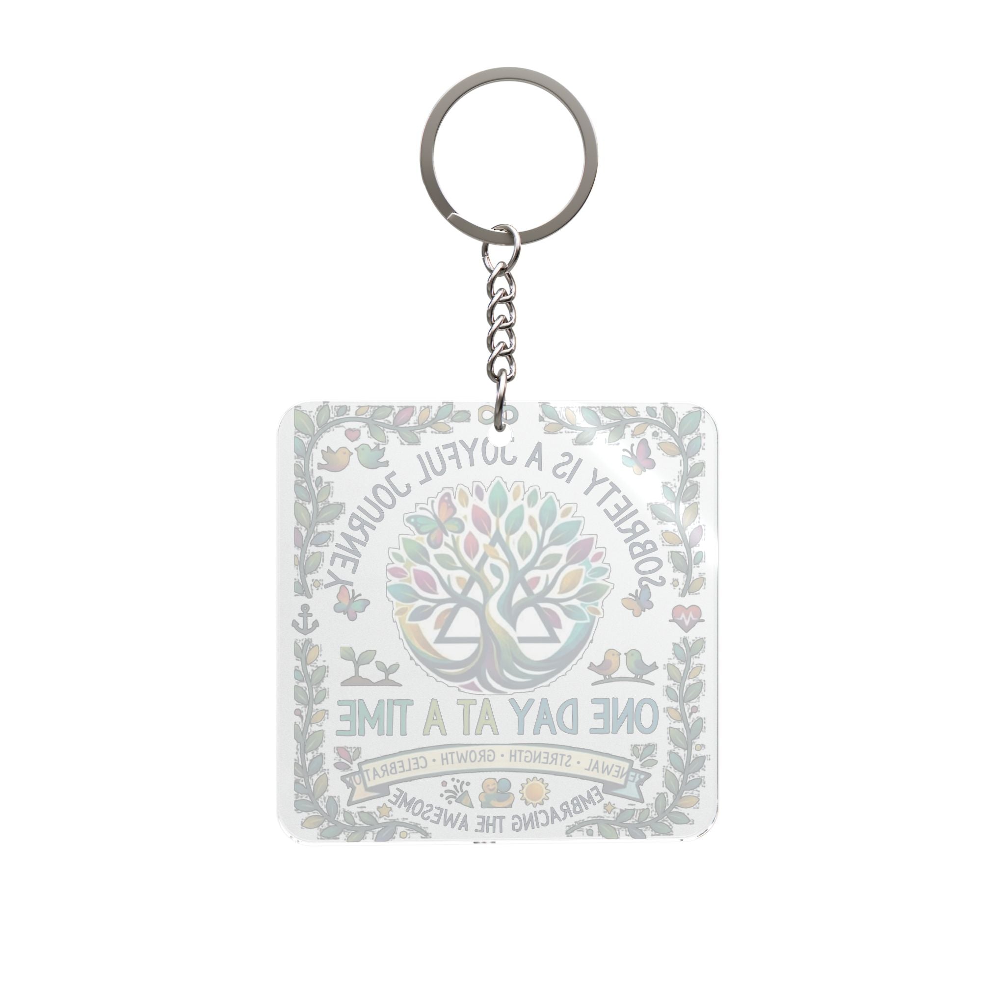Sobriety Journey Square Keychain