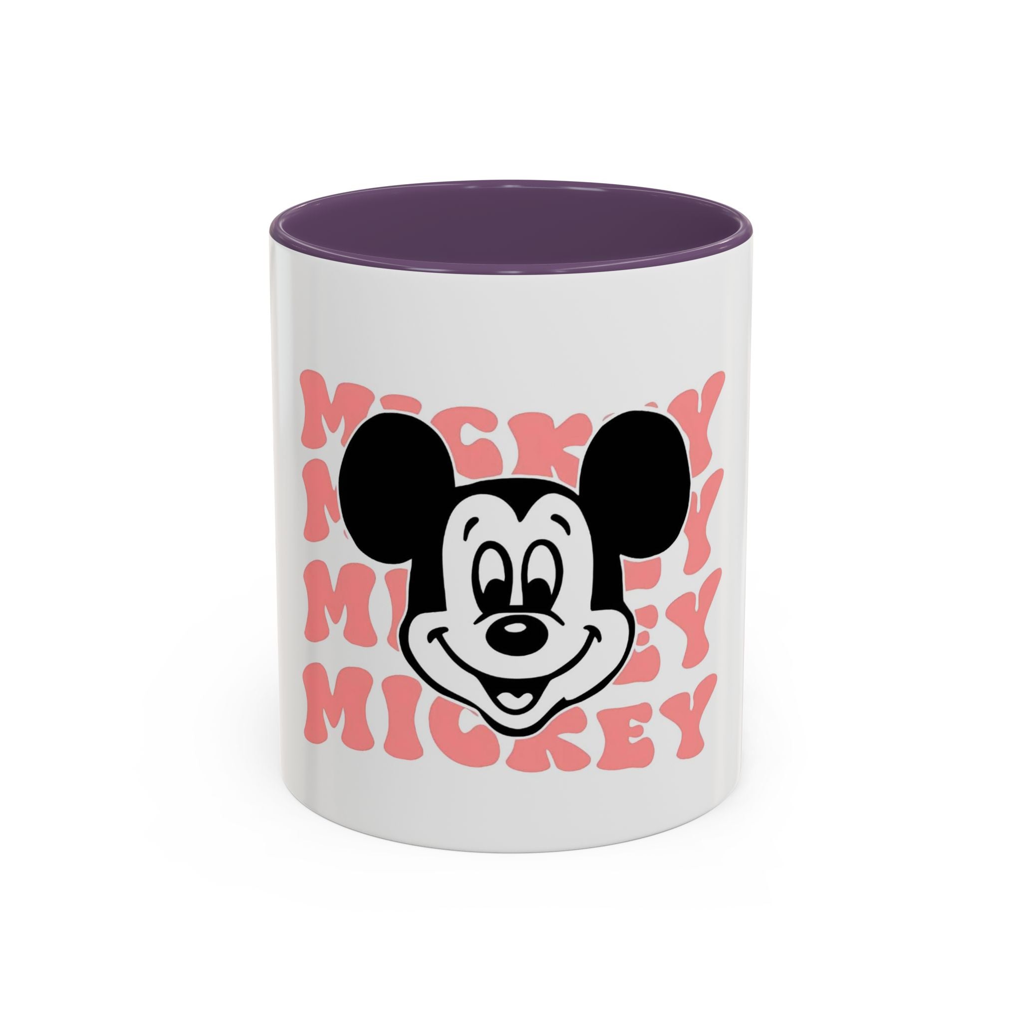 Retro Cartoon Character Coffee Mug – Vintage Face & Repeating Text Accent