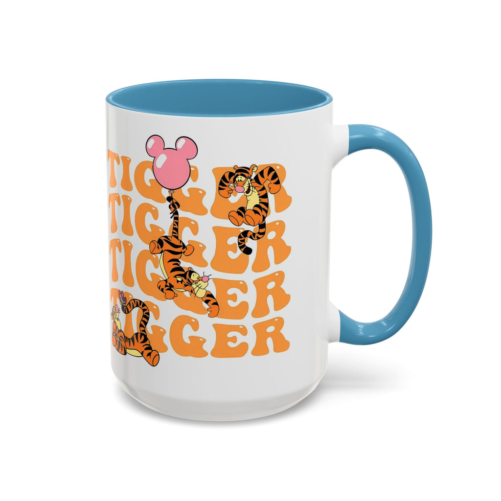 Tigger Coffee Mug — Cute Tigger Face with Retro Orange Text (11/15oz Accent Mug)