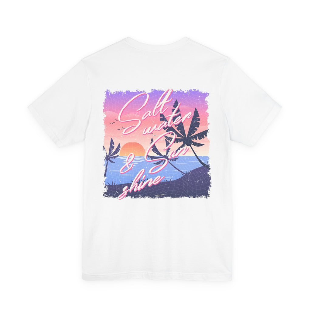 Salt, Water & Shine Beach Tee — Pink Bow Chest Accent