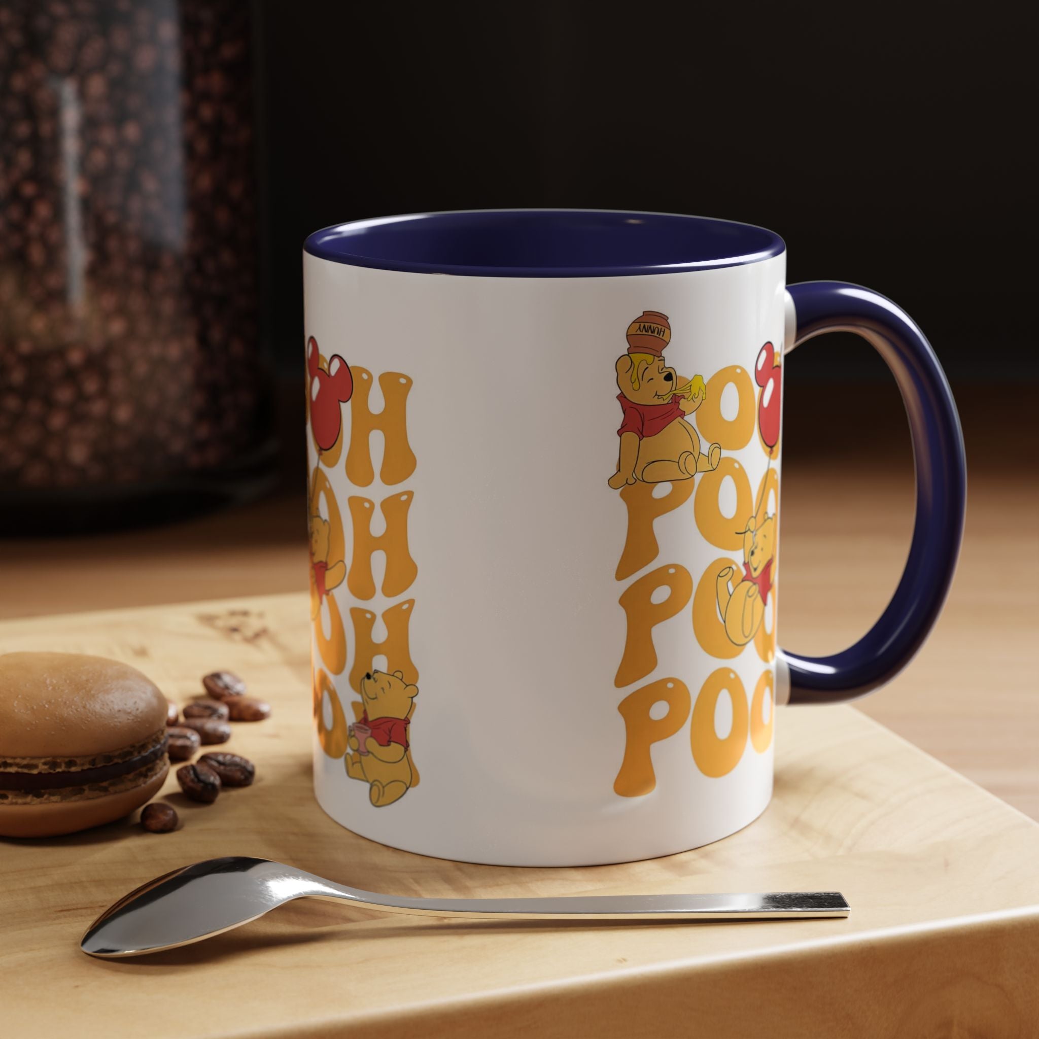 Winnie the Pooh Accent Coffee Mug — Retro 'Pooh' Stack Design (11/15oz)